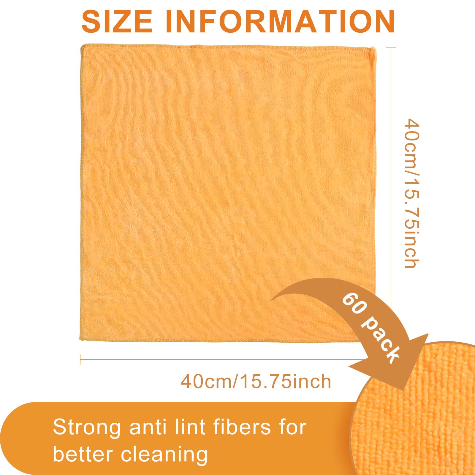 Microfiber Cleaning Cloths for Cars 16 x 16 Inch Ultra Absorbent Car Towels Drying Reusable Cleaning Supplies House Kitchen Window Microfiber Towel (60 Count)