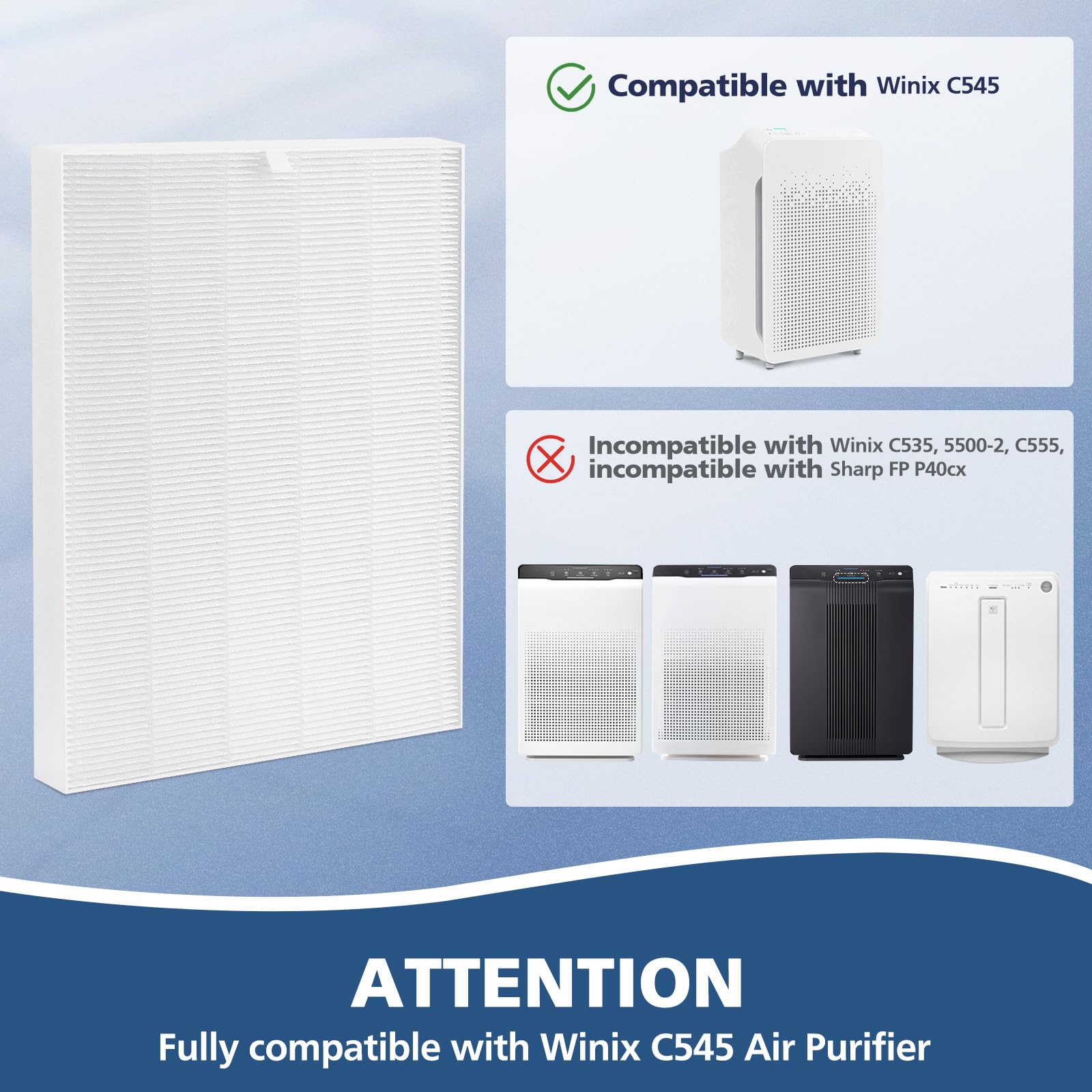 3 Pack C545 Replacement Filter S for Winix C545 Air Purifier (3 Count)
