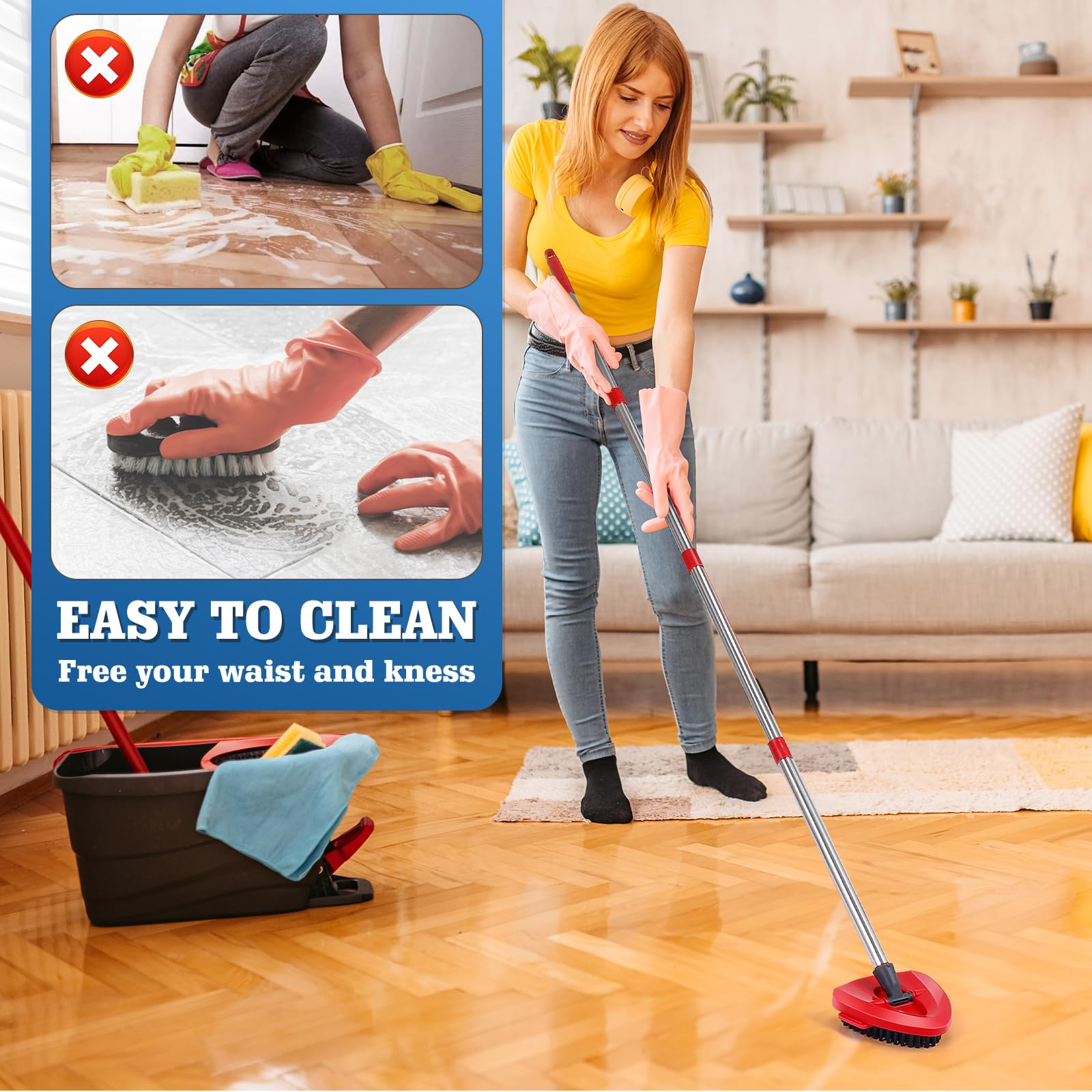 3 Piece Upgrade Scrub Brush Attachment & Base Compatible with O Cedar EasyWring 1 (3 Count)