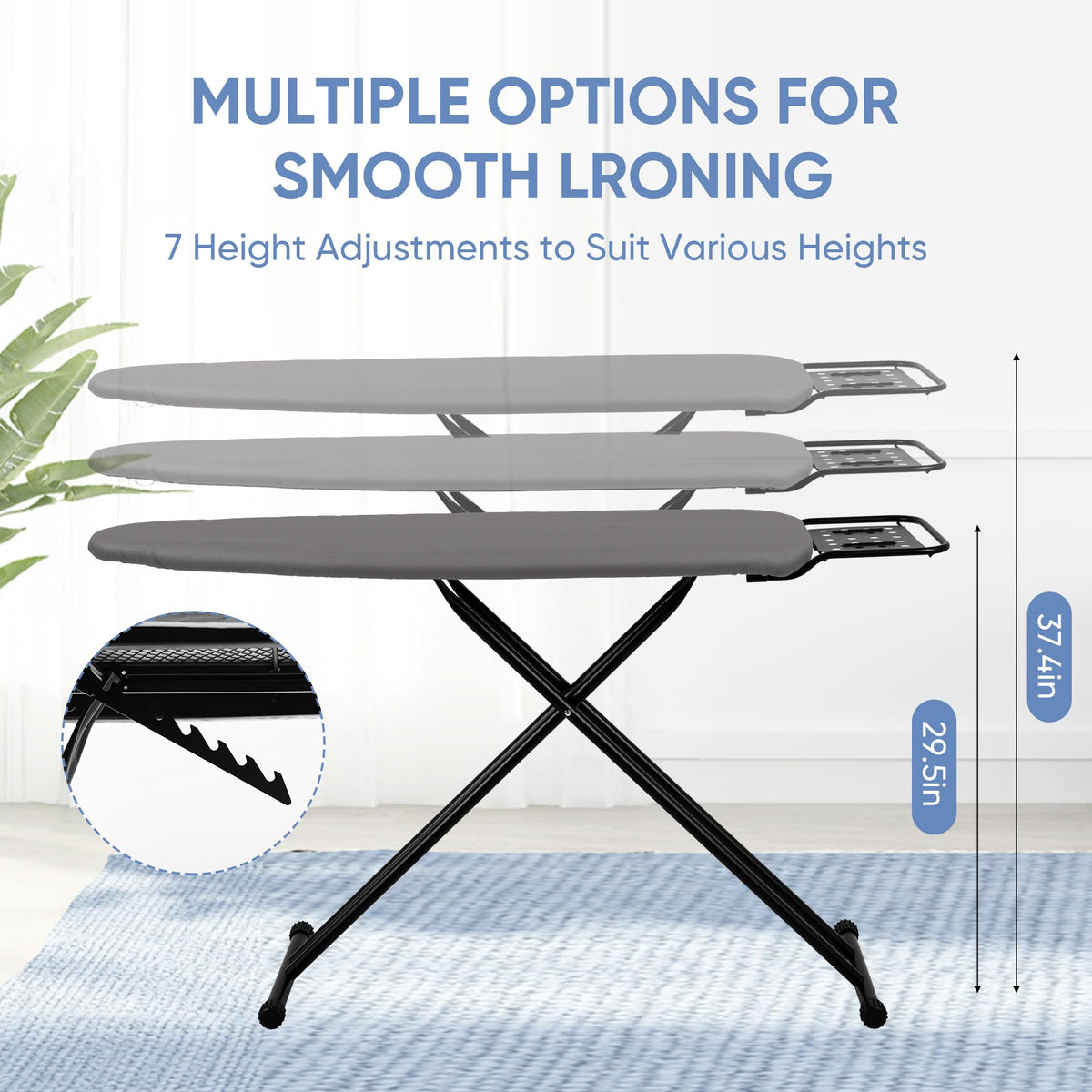 Full Size Ironing Board 47" X 15" with Heat Resistant Cover and Thicken Felt Pad