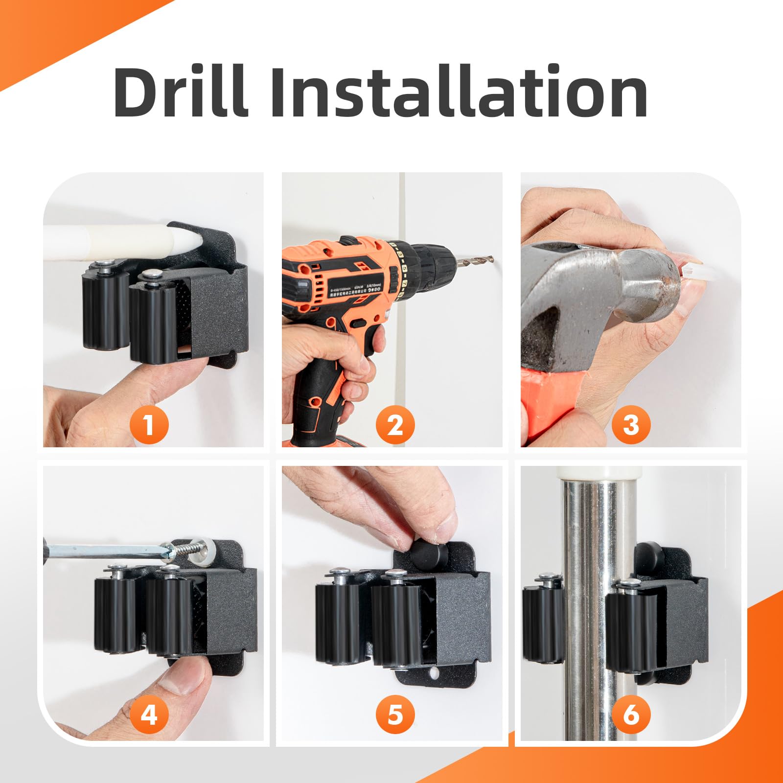 5 PCS Broom Holder Wall Mount
