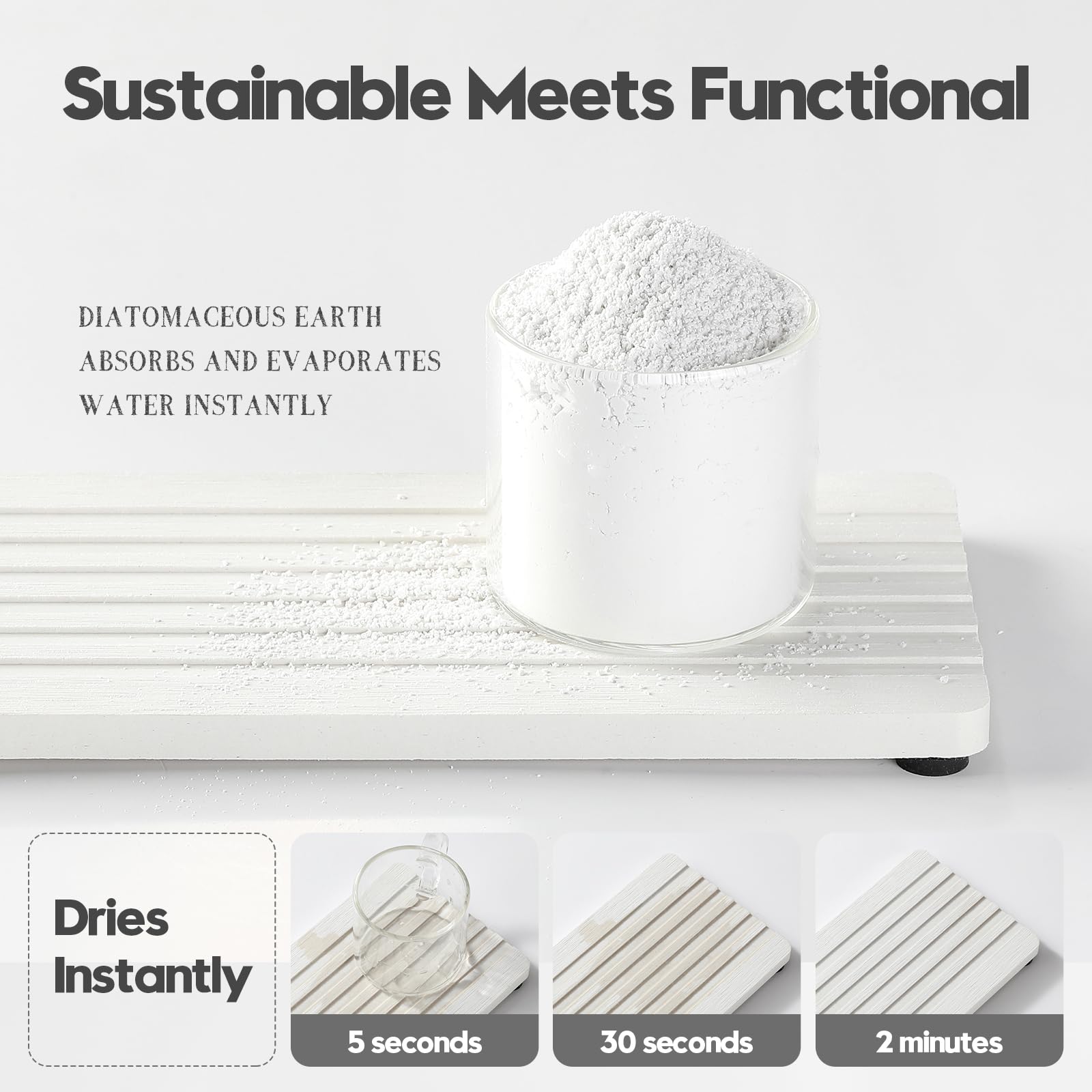 2PCS Diatomite Quick Stone Drying Tray Mat for Bathroom & Kitchen Counter (2 Count)