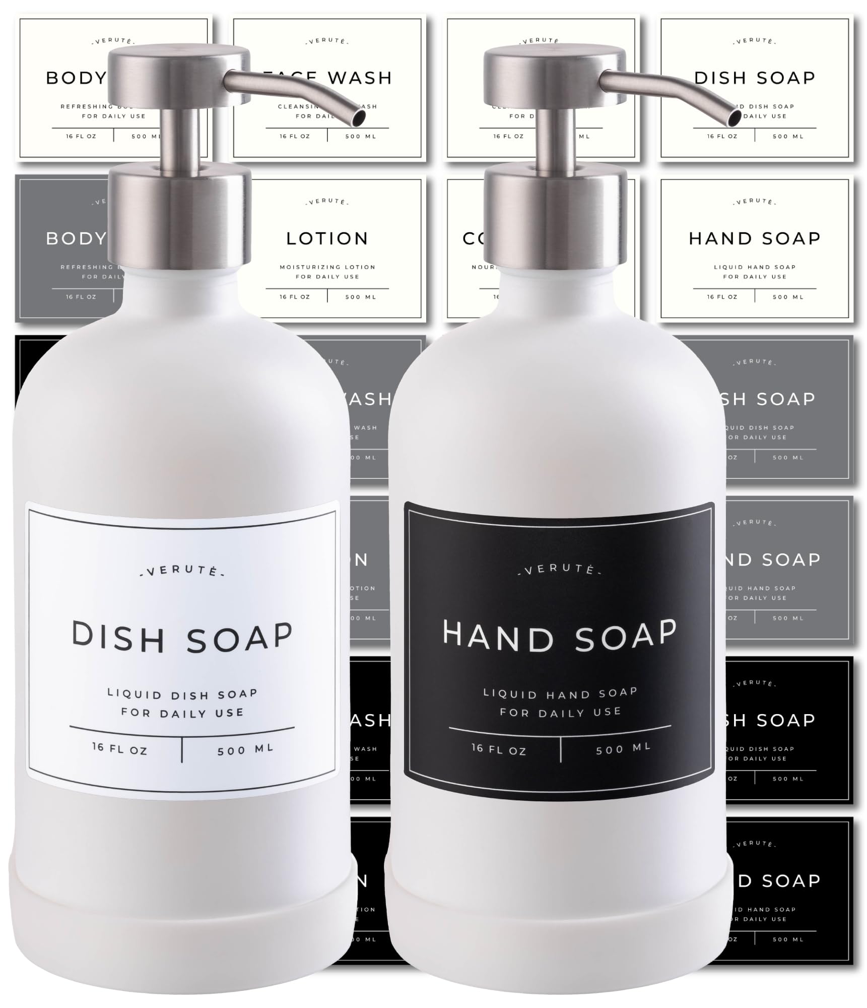 Hand and Dish Soap Dispenser for Kitchen and Bathroom (2 Count)