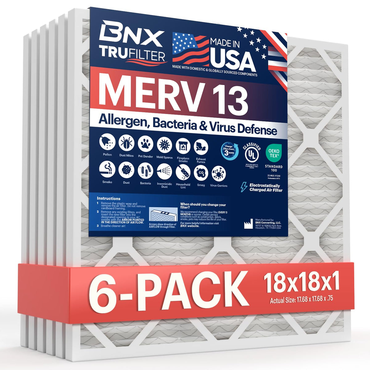 TruFilter 18x18x1 Air Filter MERV 13 (6 Count)