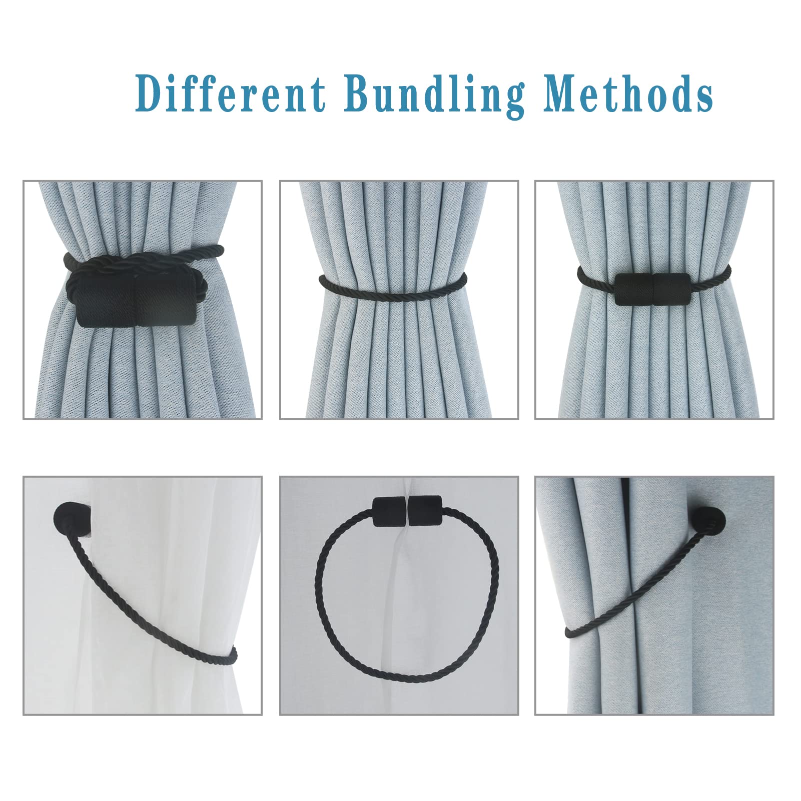 Magnetic Curtain Tiebacks Decorative Holdbacks Rope Tie Back Drapes Hangtty
