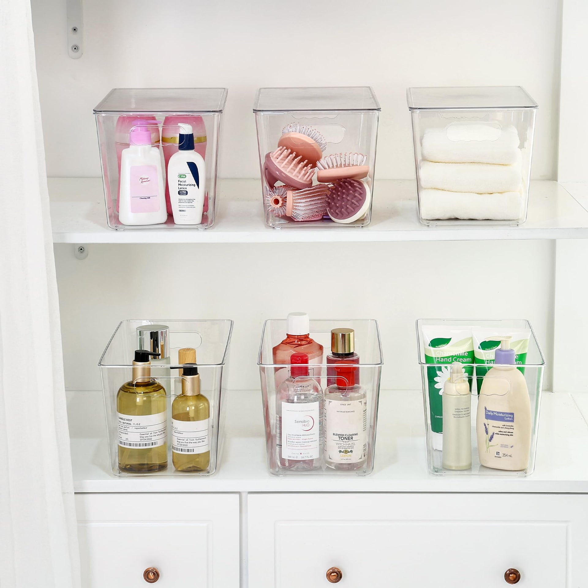 6 Pack Clear Stackable Storage Bins with Lids and Handles (6 Count)