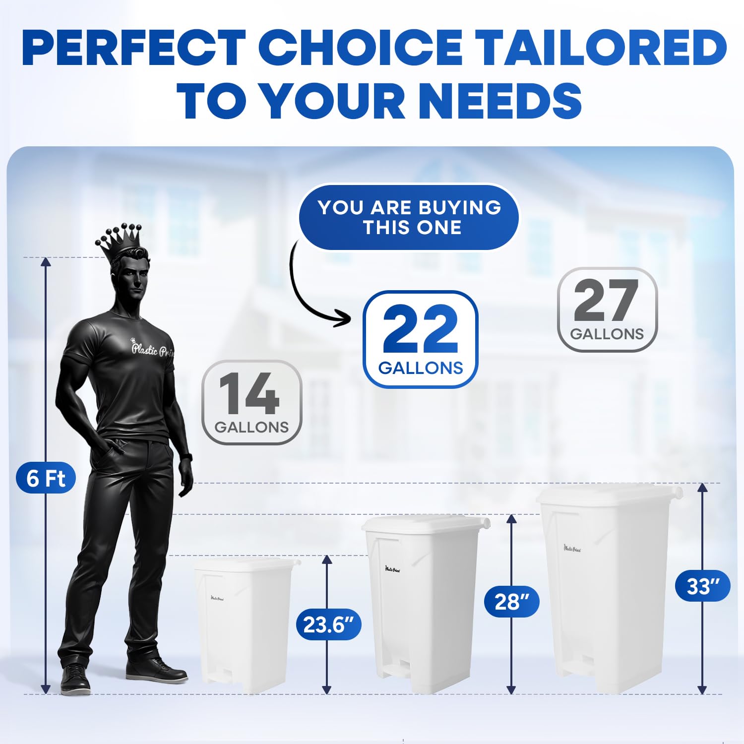 22 Gallon Kitchen Trash Can with Lid and Foot Pedal