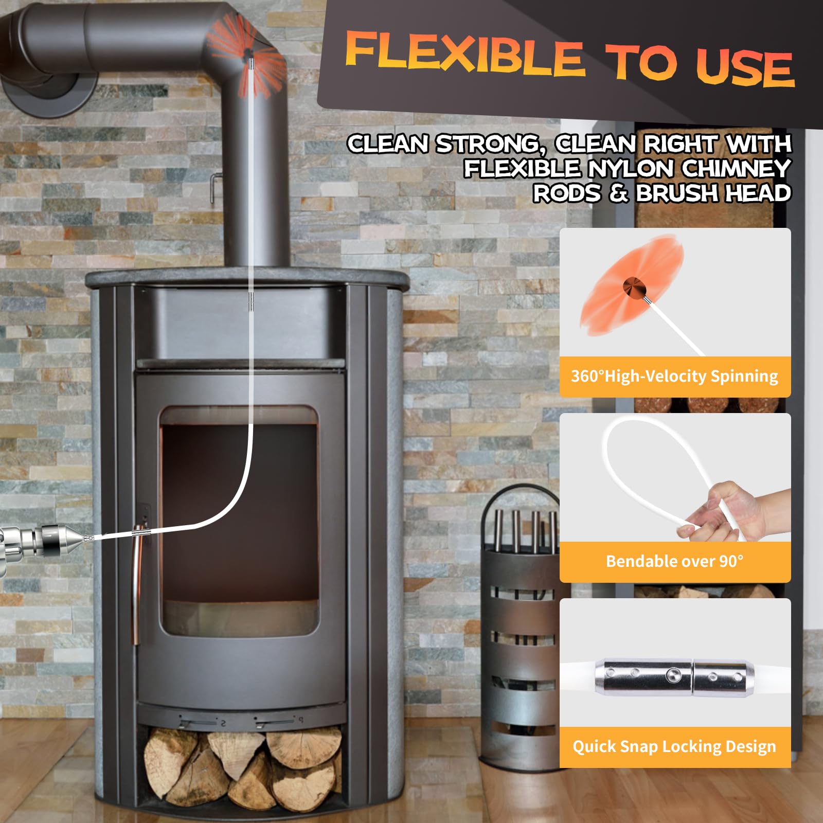 16 Feet Chimney Sweep Kit (5 Count)