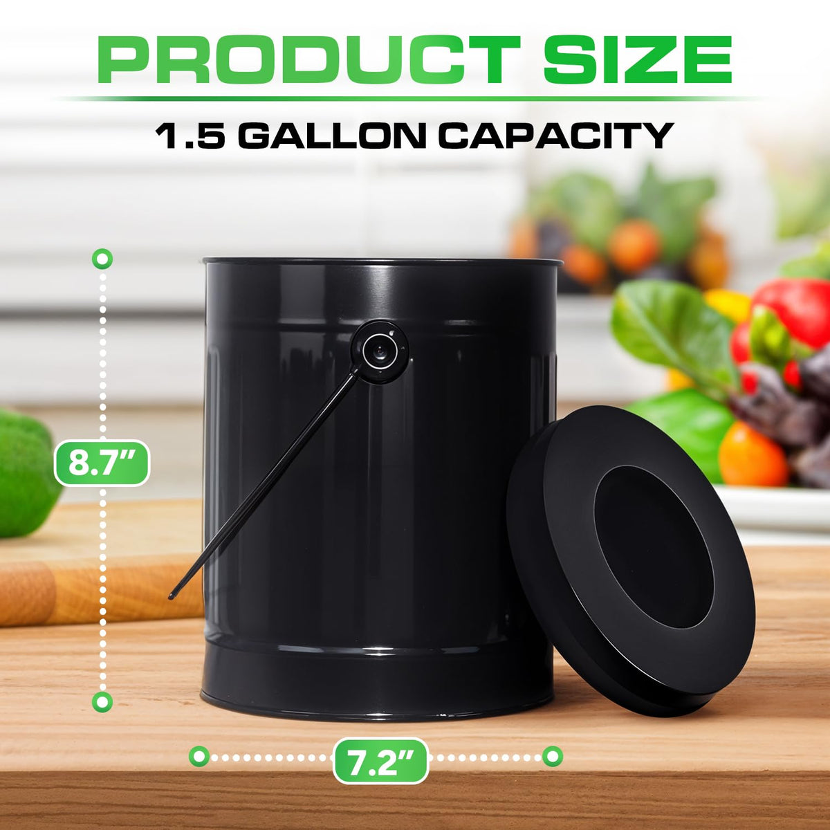 Countertop Compost Bin Kitchen Indoor with Lid