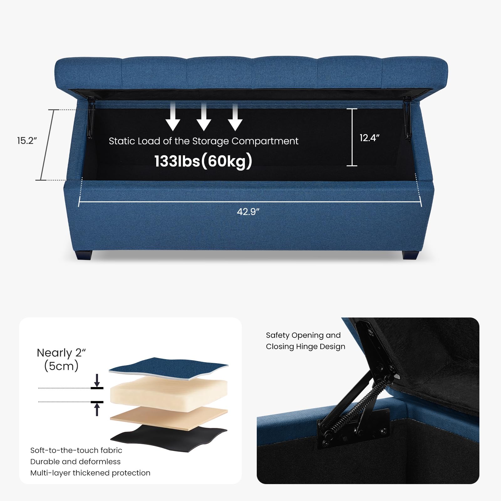 Storage Ottoman Bench for Bedroom