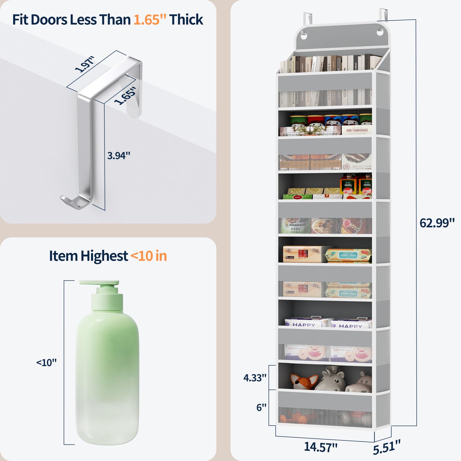 2 Pack Over The Door Organizer (2 Count)