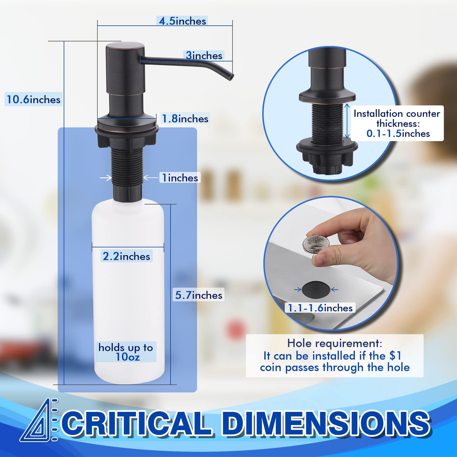 Built in Soap Dispenser Kitchen Countertop Oil Rubbed Bronze