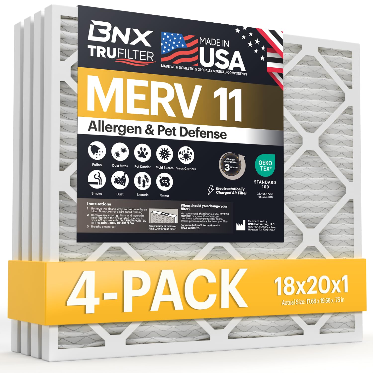 TruFilter 18x20x1 Air Filter MERV 11 (4 Count)