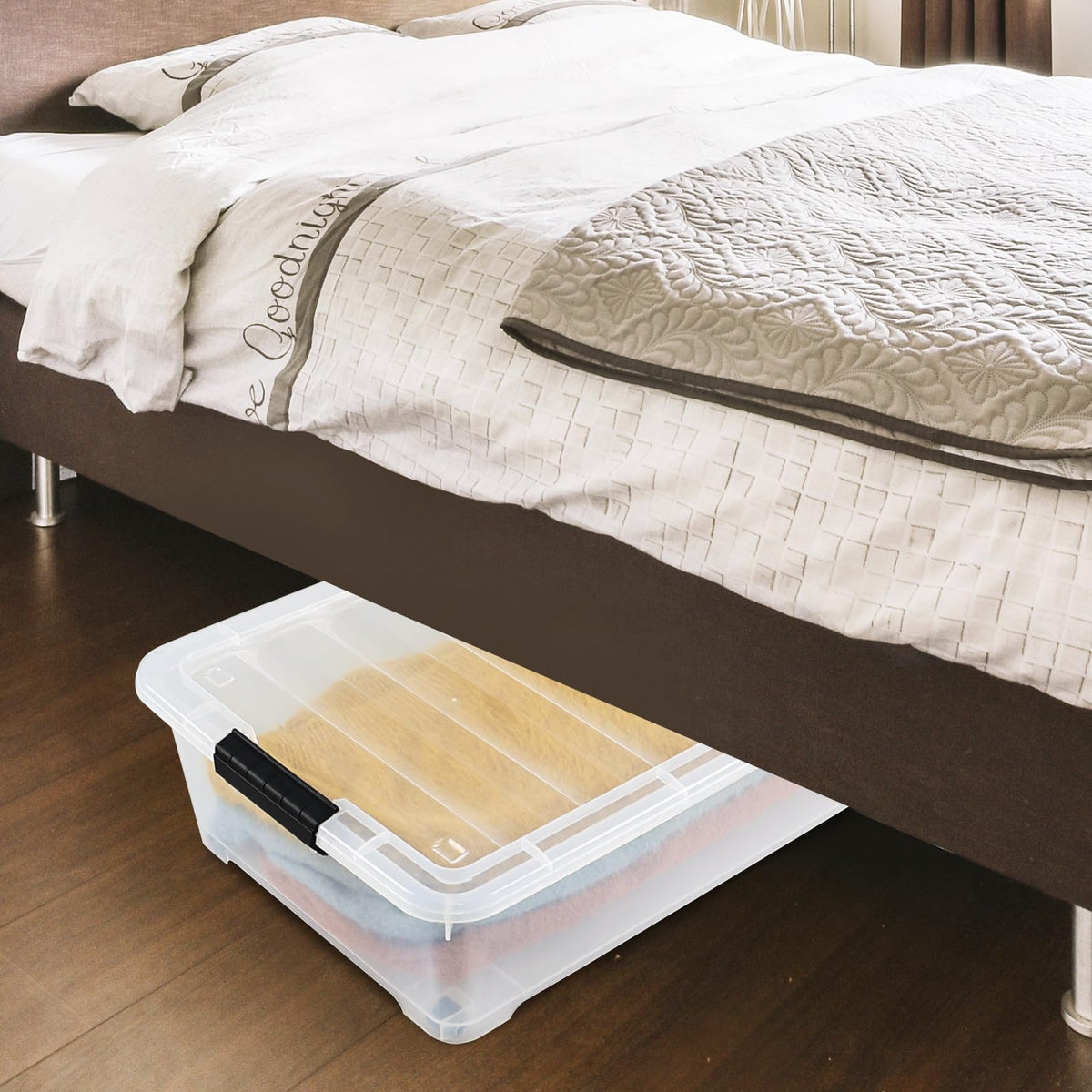 25 L 4 Packs Plastic Under Bed Storage Container with Wheels (4 Count)