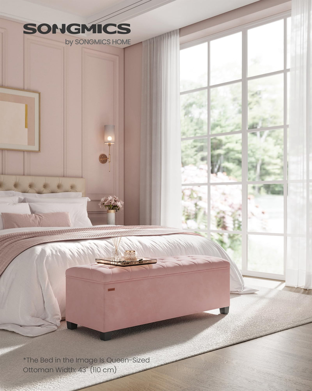 Velvet Storage Ottoman Bench