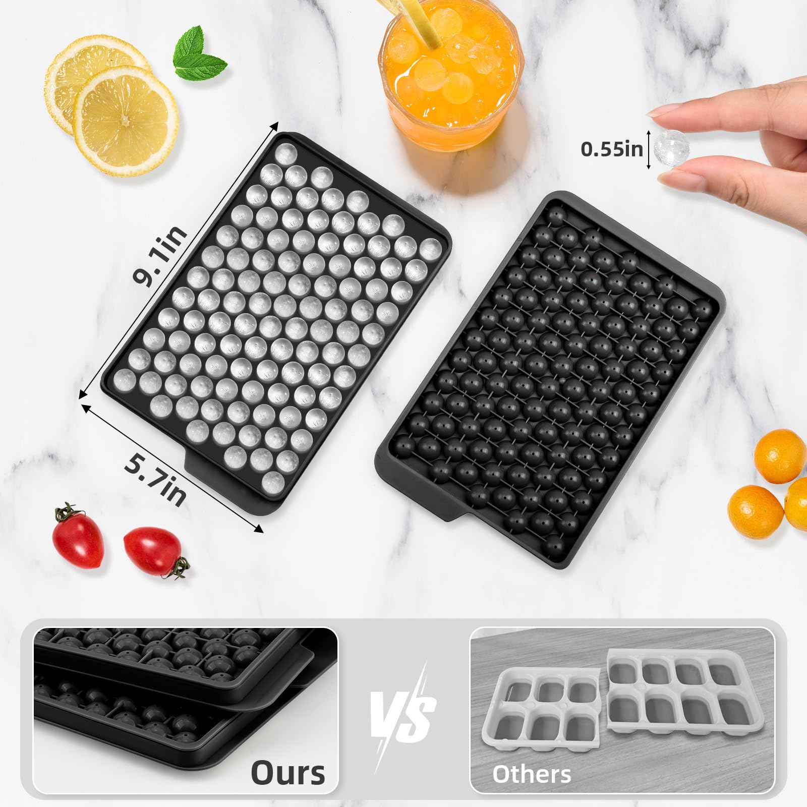 Mini Ice Cube Trays for Freezer with Lid (4 Count)