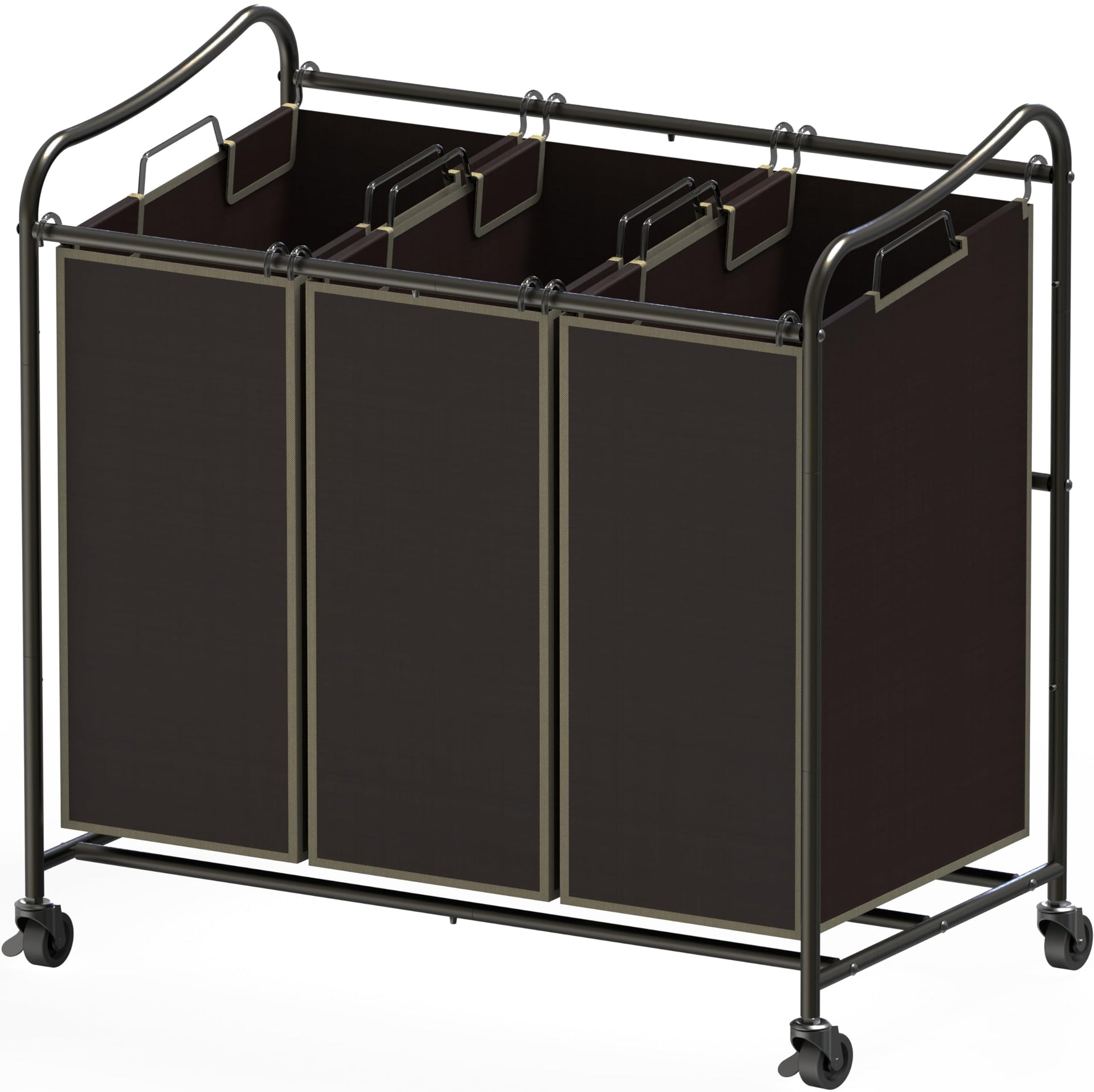 Heavy Duty 3 Bag Laundry Sorter Rolling Cart (12 Count)