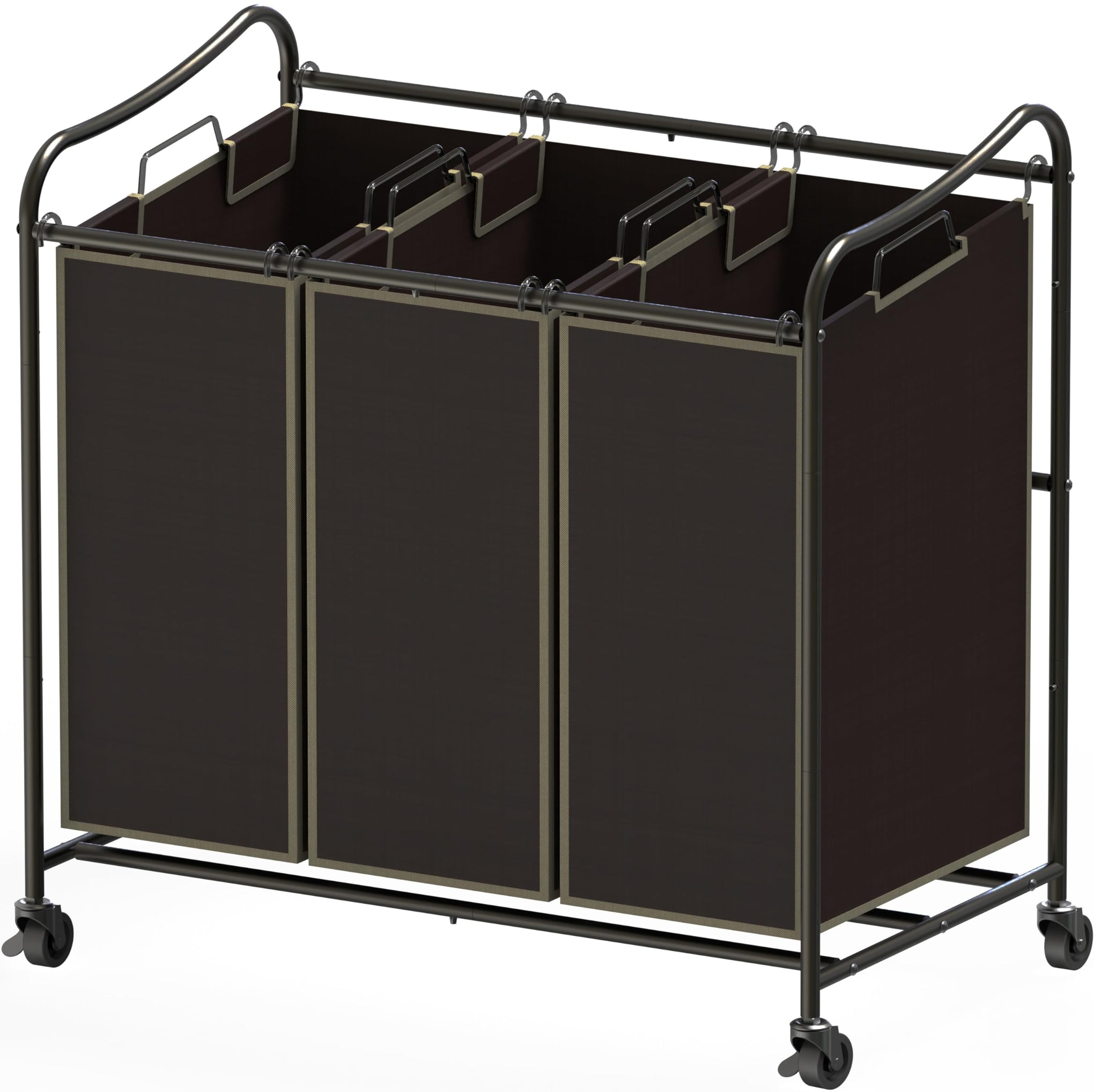 Heavy Duty 3 Bag Laundry Sorter Rolling Cart (12 Count)