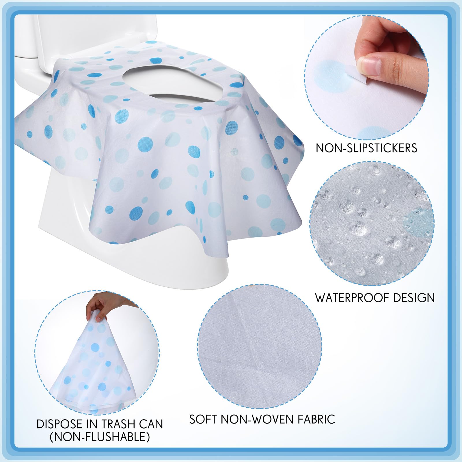50 Packs Disposable Toilet Seat Covers Extra Large Individually Wrapped for Kids and Adults