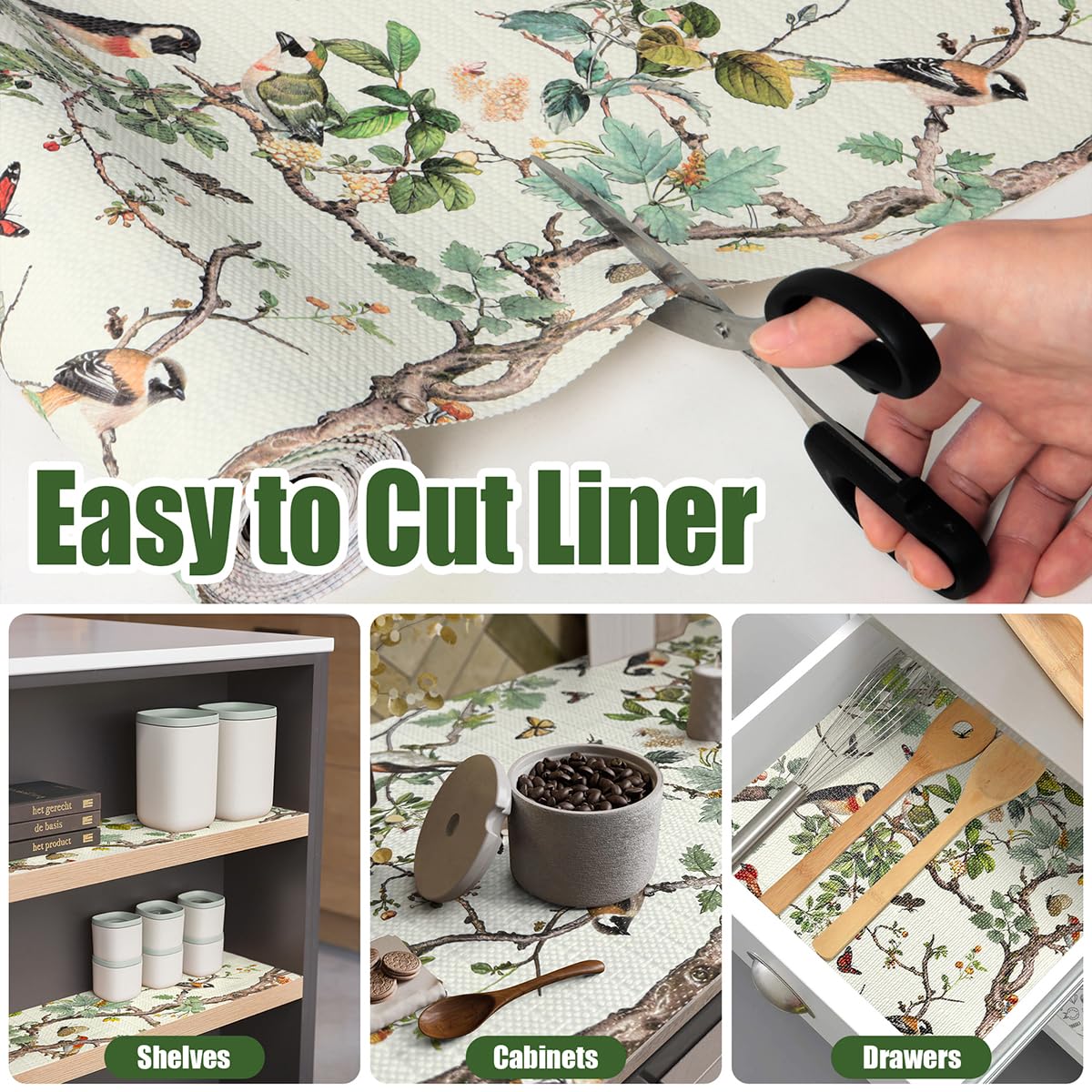 Non Adhesive Shelf Liner Floral Cabinets Liners 15.7In x 10FT