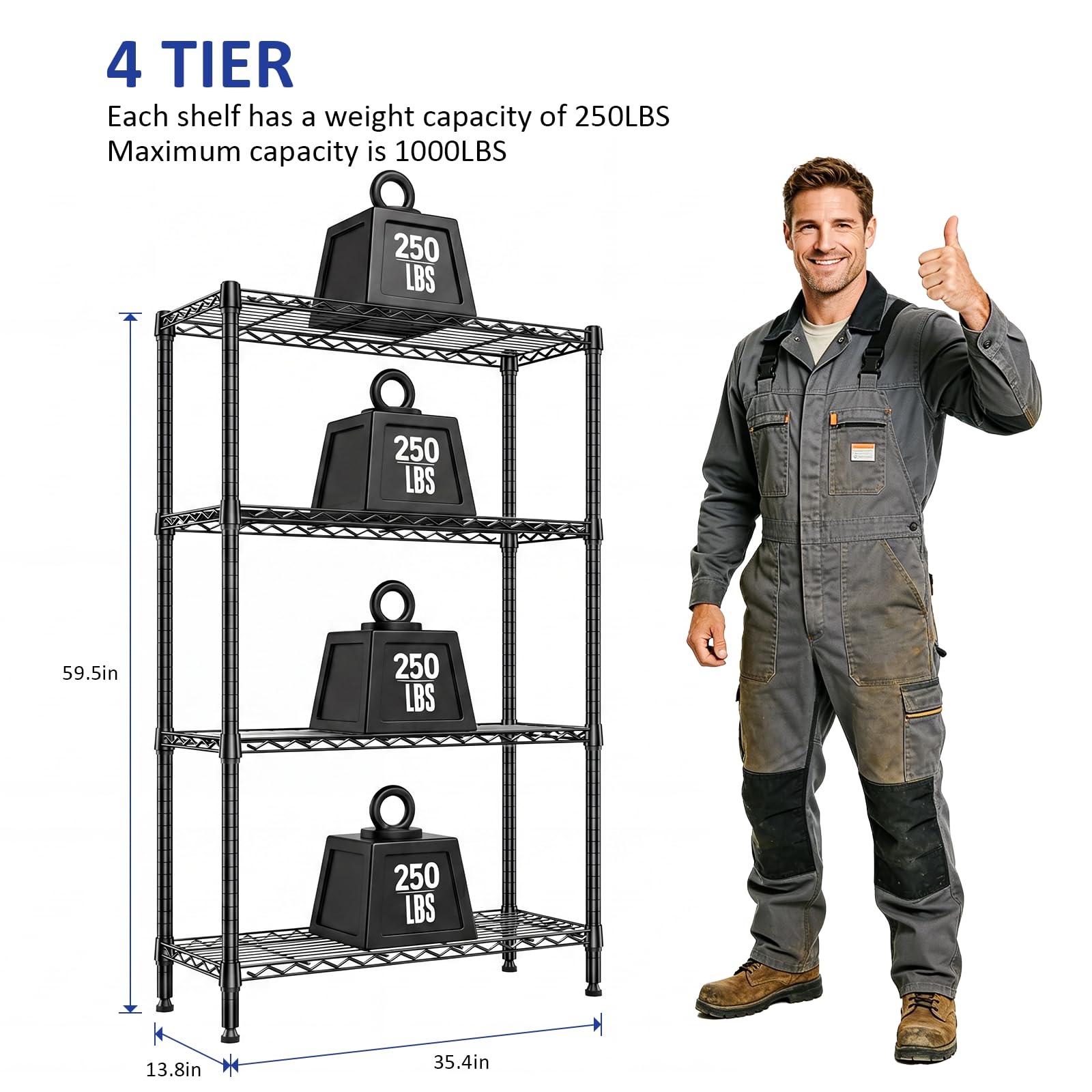 4 Tier Shelf Unit Organizer