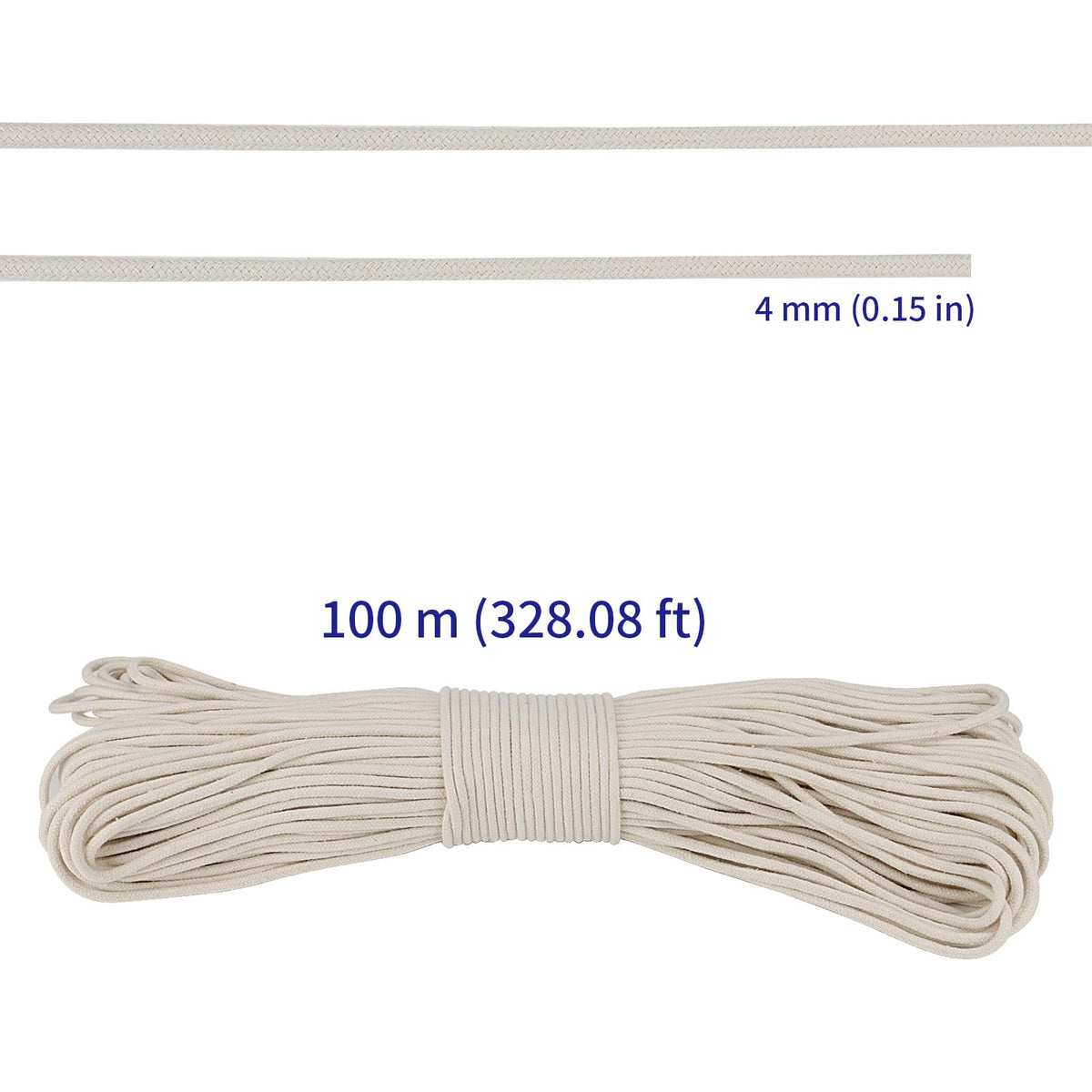 5 32 Inch White Natural Cotton Clothesline Rope (328.0842 Foot)