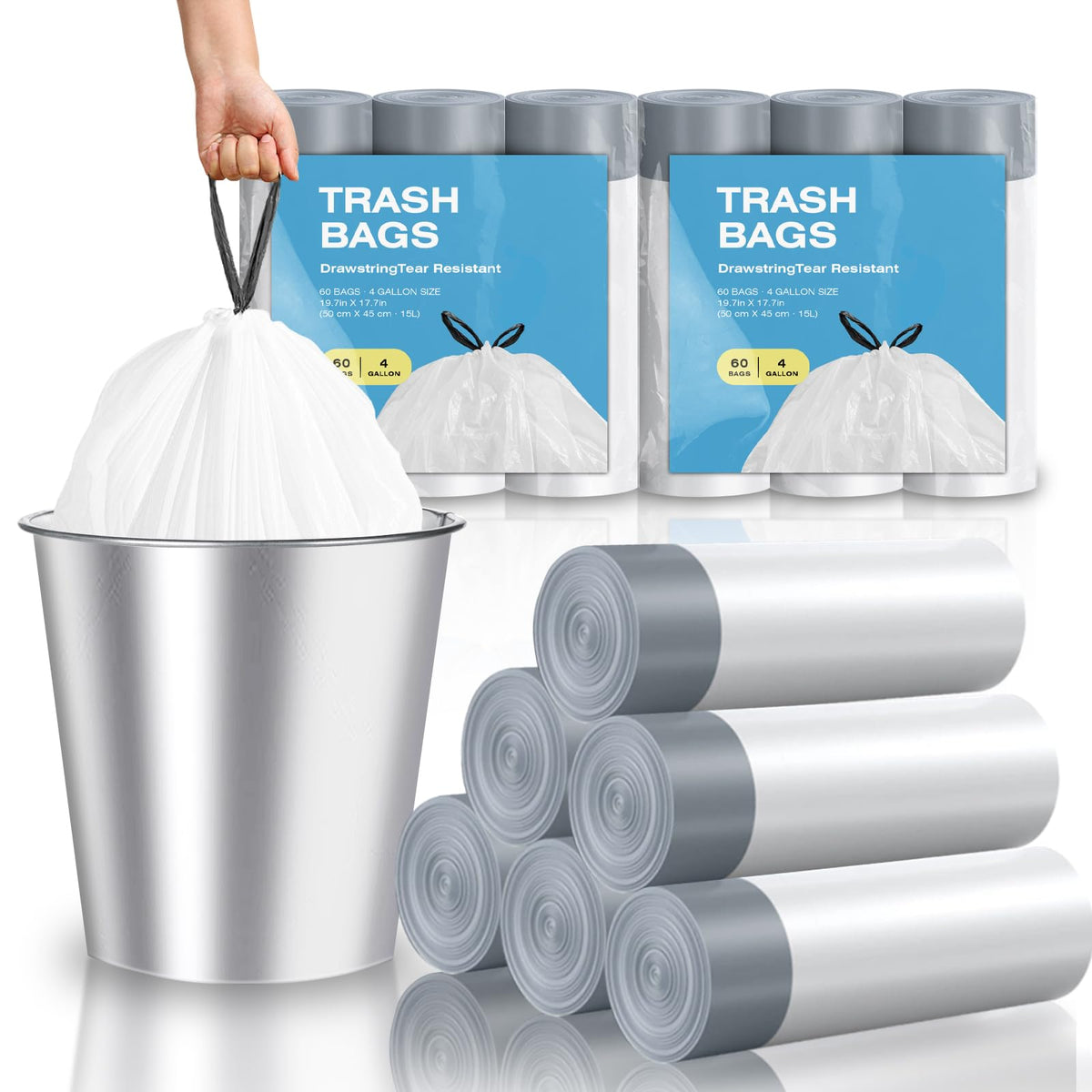 2.6 Gallon Mini Drawstring Trash Bags (120 Count)