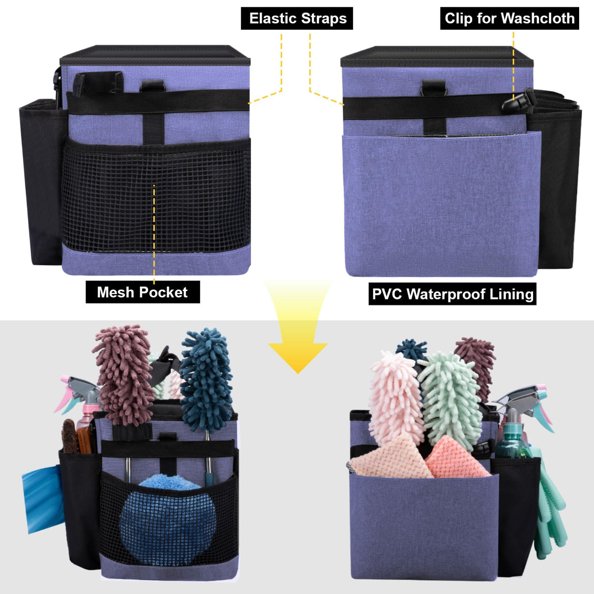 Wearable Large Cleaning Caddy Bag for Housekeepers