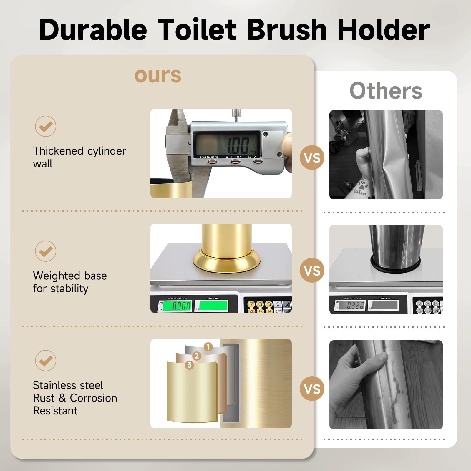 Brushed Gold Toilet Brush and Holder