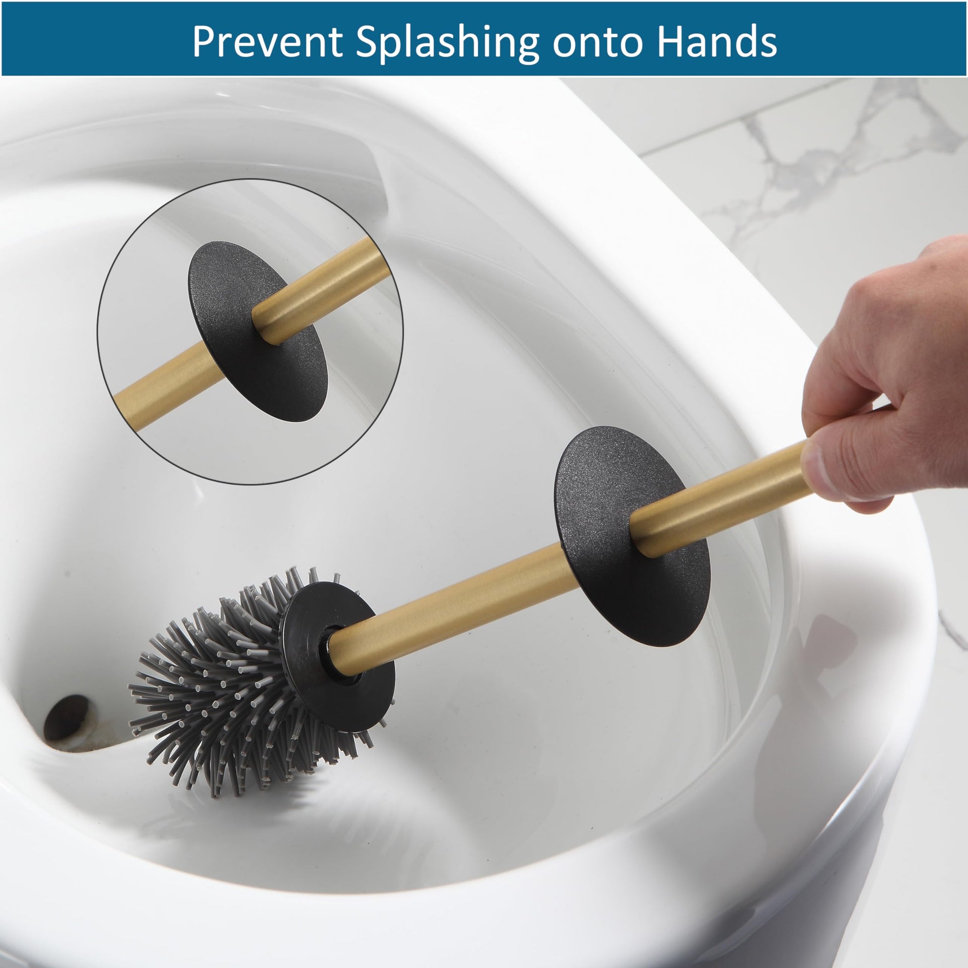 Toilet Brush and Hoder Set Brushed Gold Freestanding for Bathroom