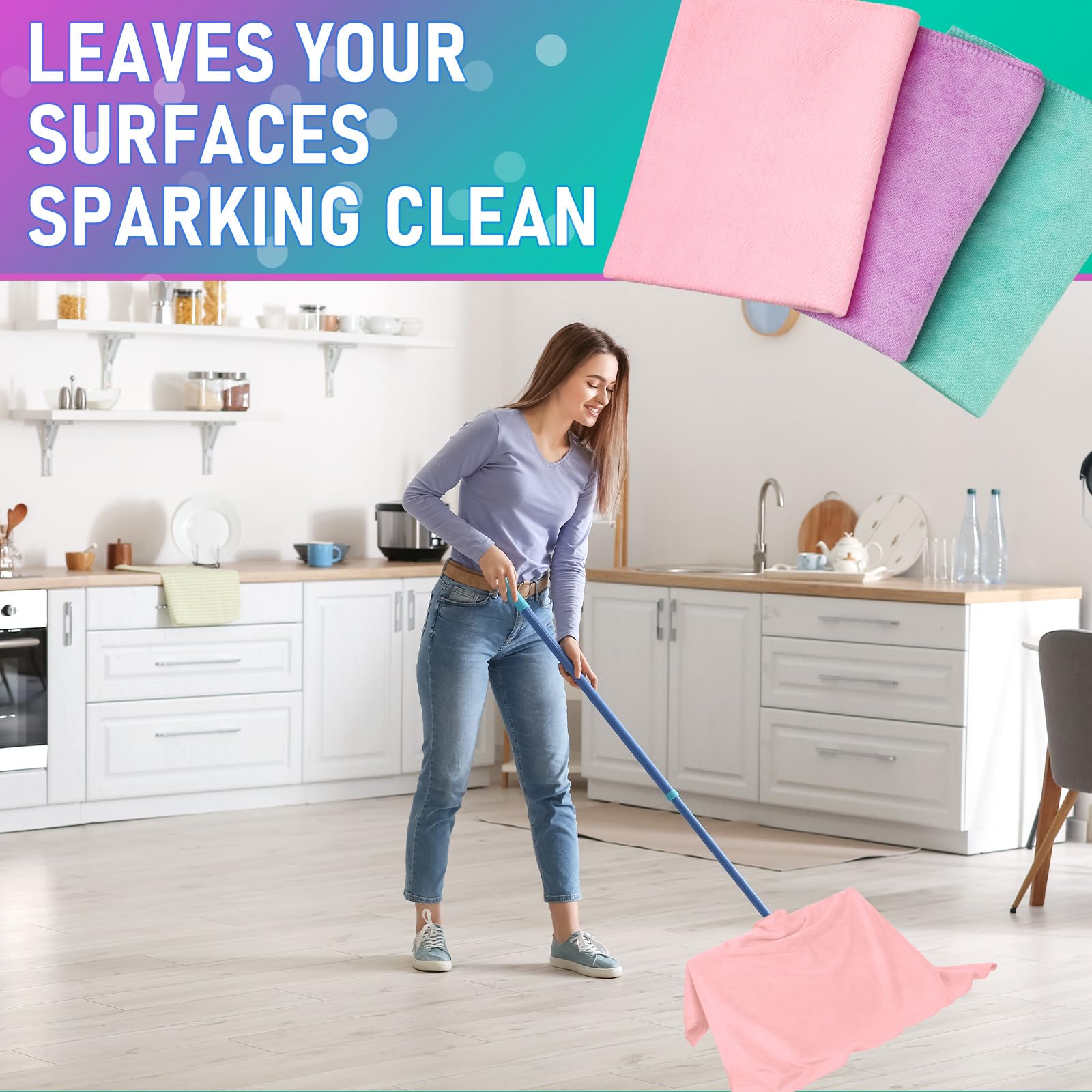 6 Pcs Extra Large Microfiber Cleaning Cloth 30" x 20" Washable Reusable Microfiber Towel Streak Free Lint Free Cloth for Cleaning Home Glass Office Window Bathrooms (6 Count)