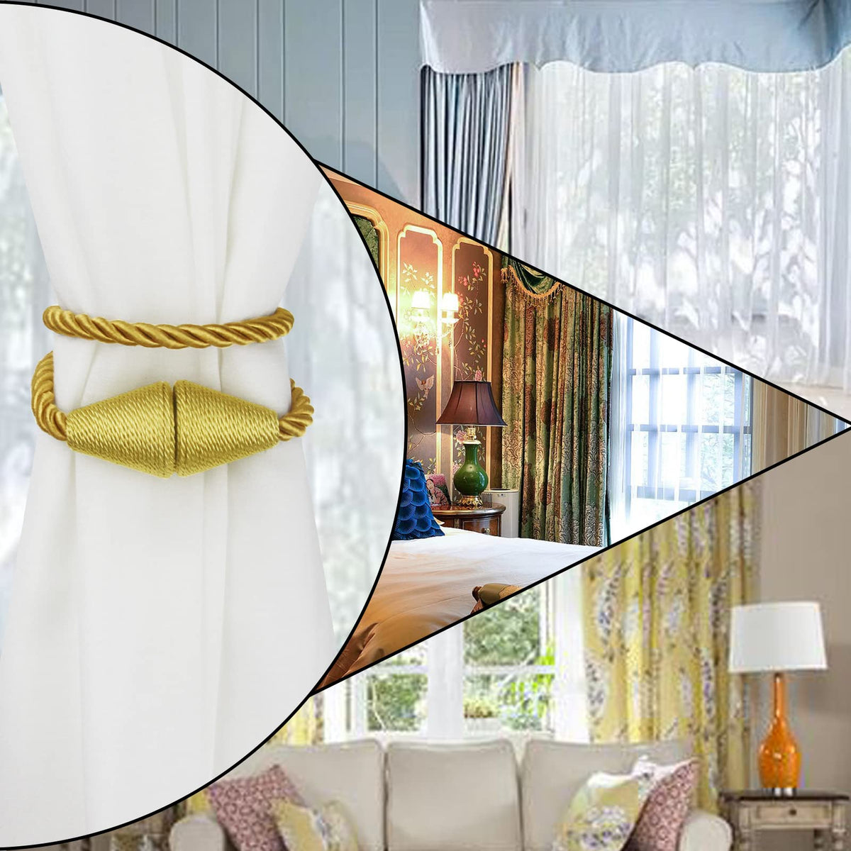 Magnetic Curtain Tiebacks Rope Decorative Holdbacks for Drapes Nieffeiy
