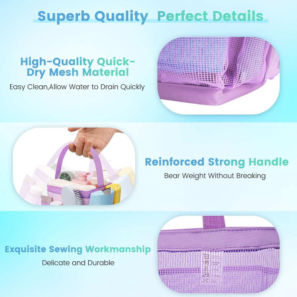 Mesh Shower Caddy for College Dorm Room Essentials for Girls with 9 Pockets