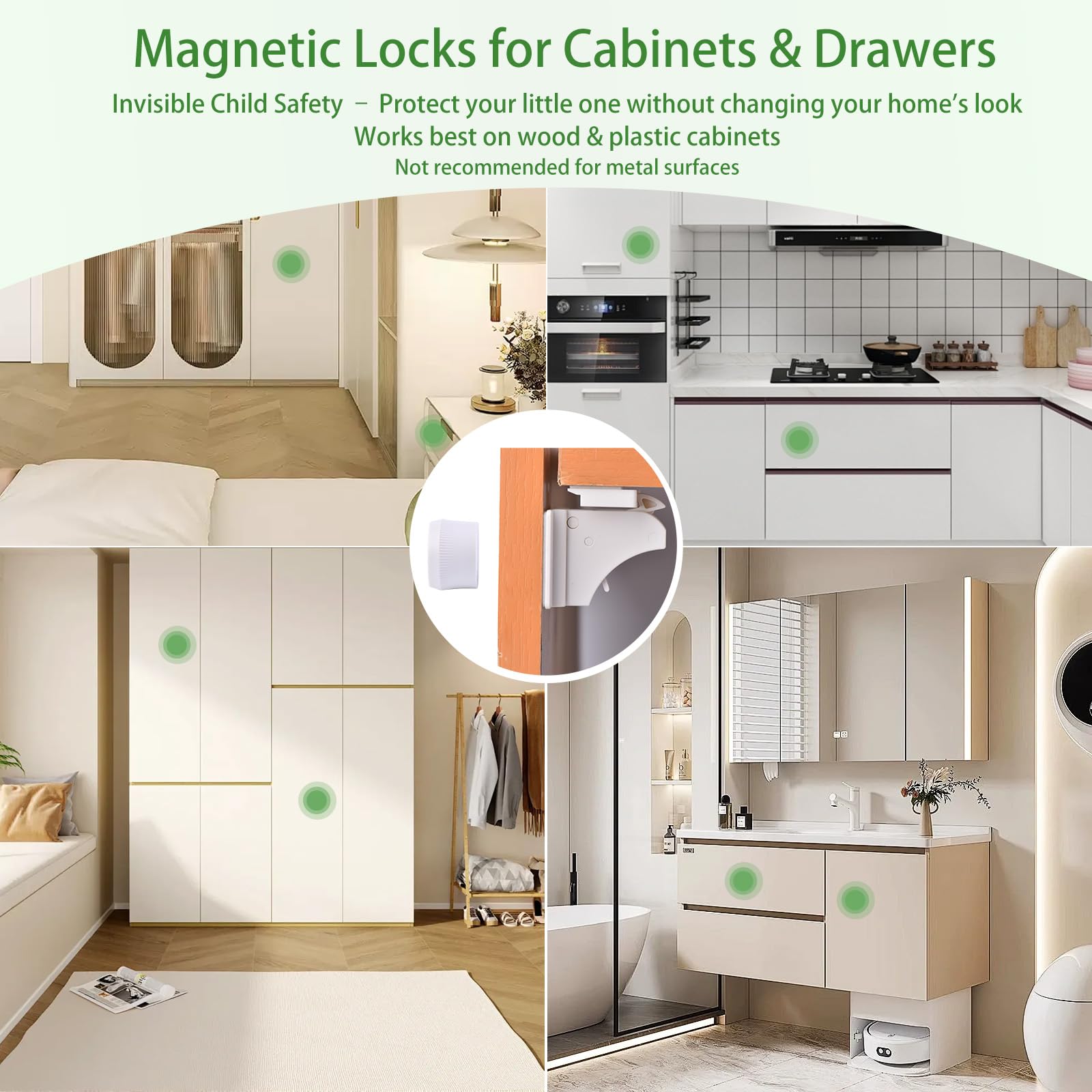 32 Pack Magnetic Cabinet Locks Child Safety (32 Count)