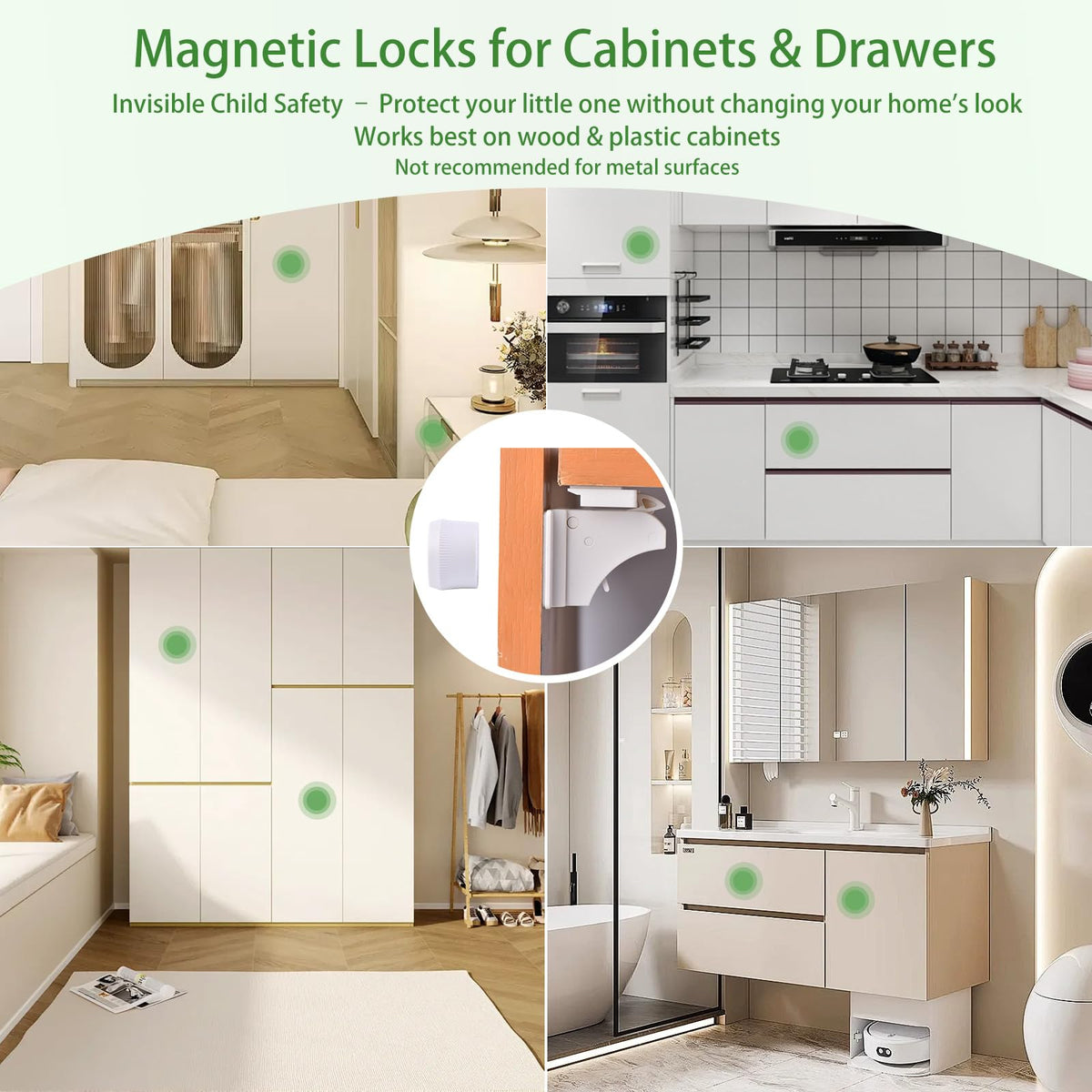 6 Pack Magnetic Child Safety Locks for Cabinets & Drawers