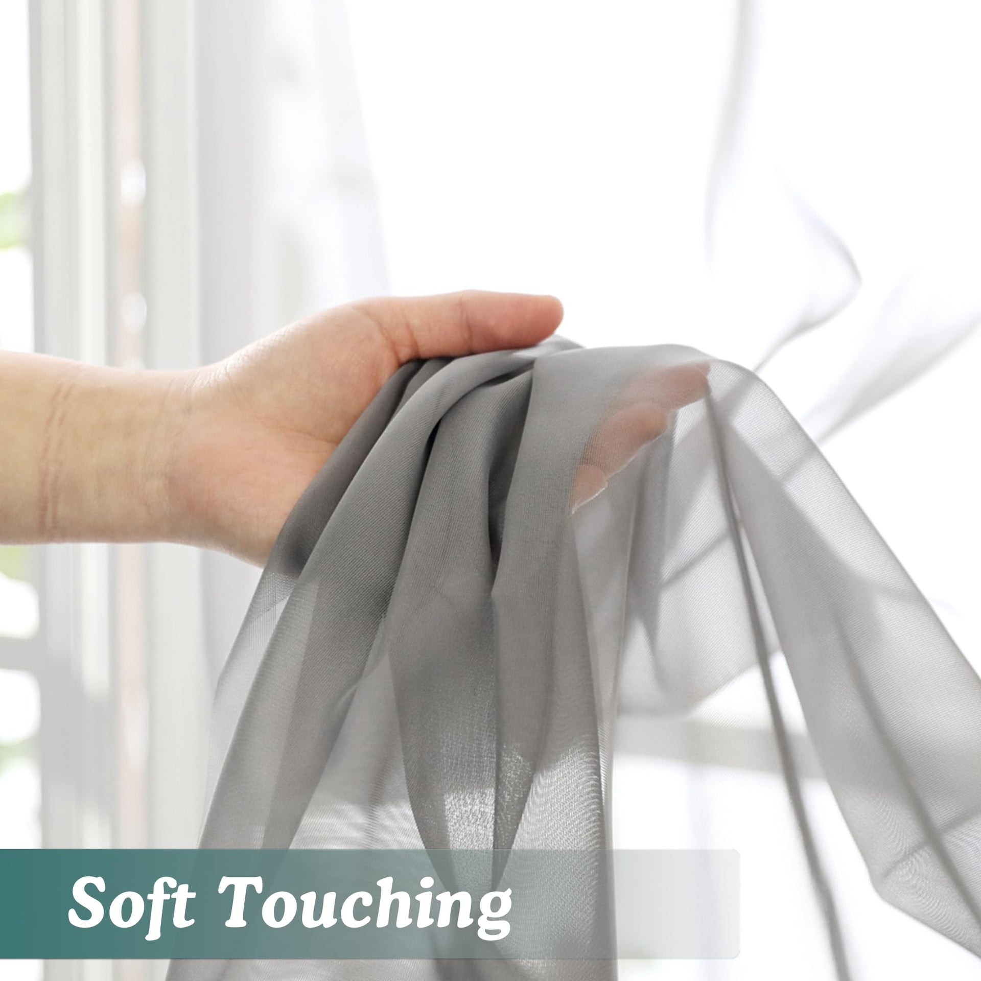 Charcoal Grey Sheer Valances for Windows (2 Count)