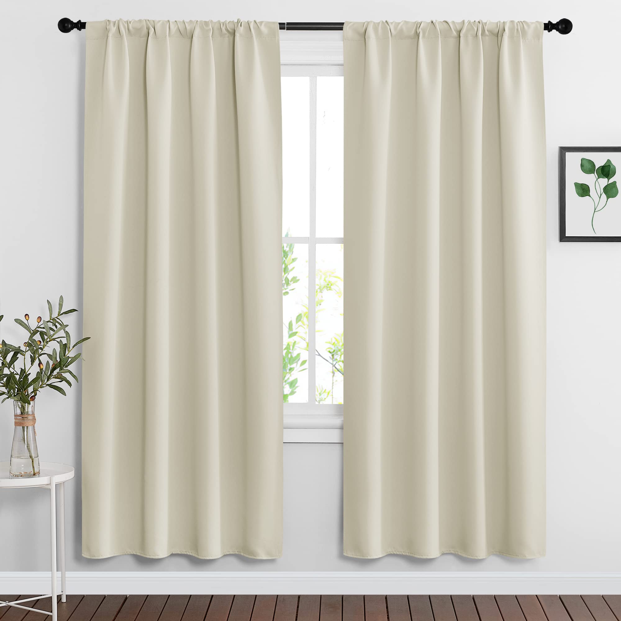 Curtains for Bedroom Living Room Nursery Office 63 inches Long (2 Count)