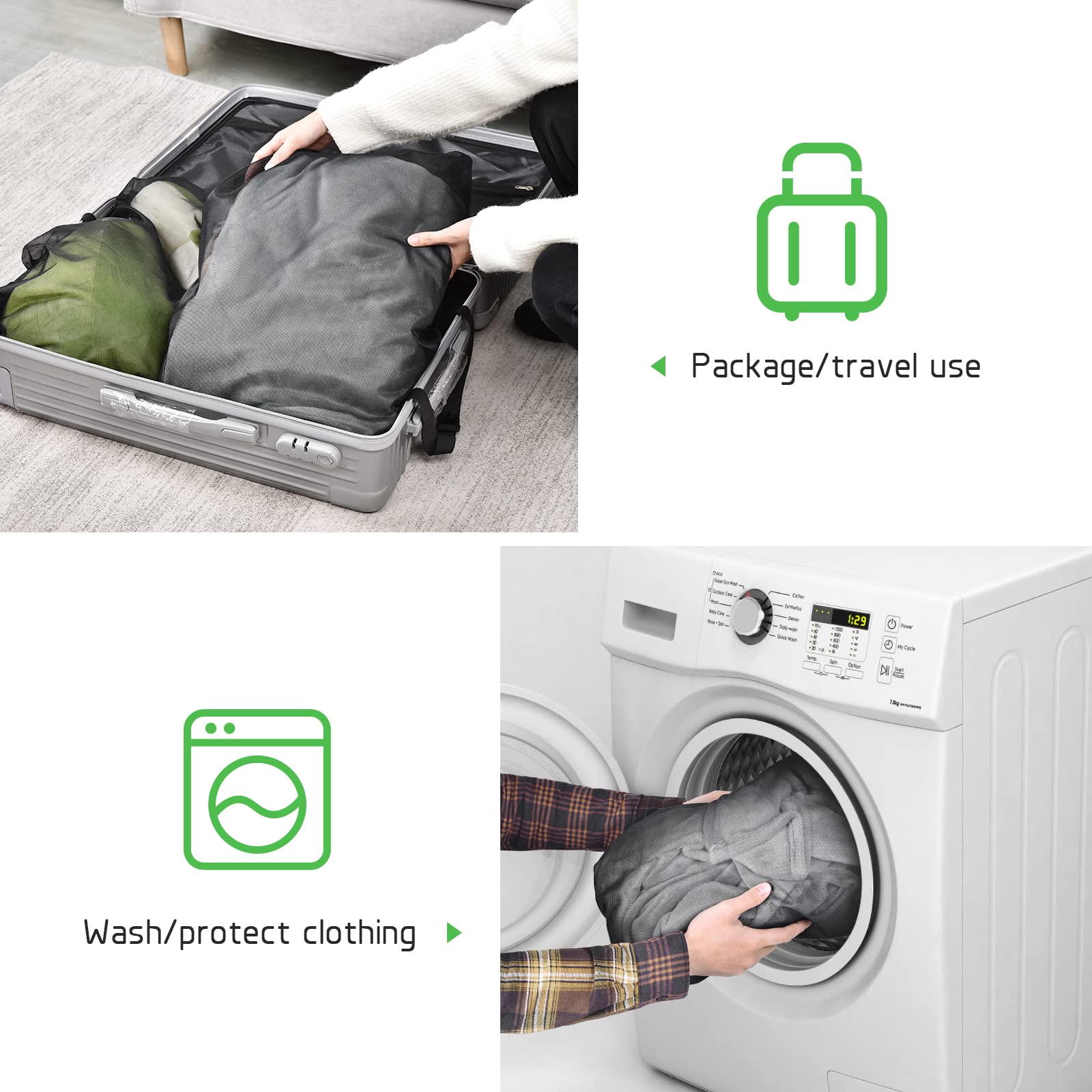 2 Pack Mesh Laundry Bags 24 x 32 inch Laundry Garment Bag Mesh Large Lingerie Wash Bags Zippered Garment Washing Net for Underwear Hosiery Blouse Sweater Dress Don't Drying (2 Count)