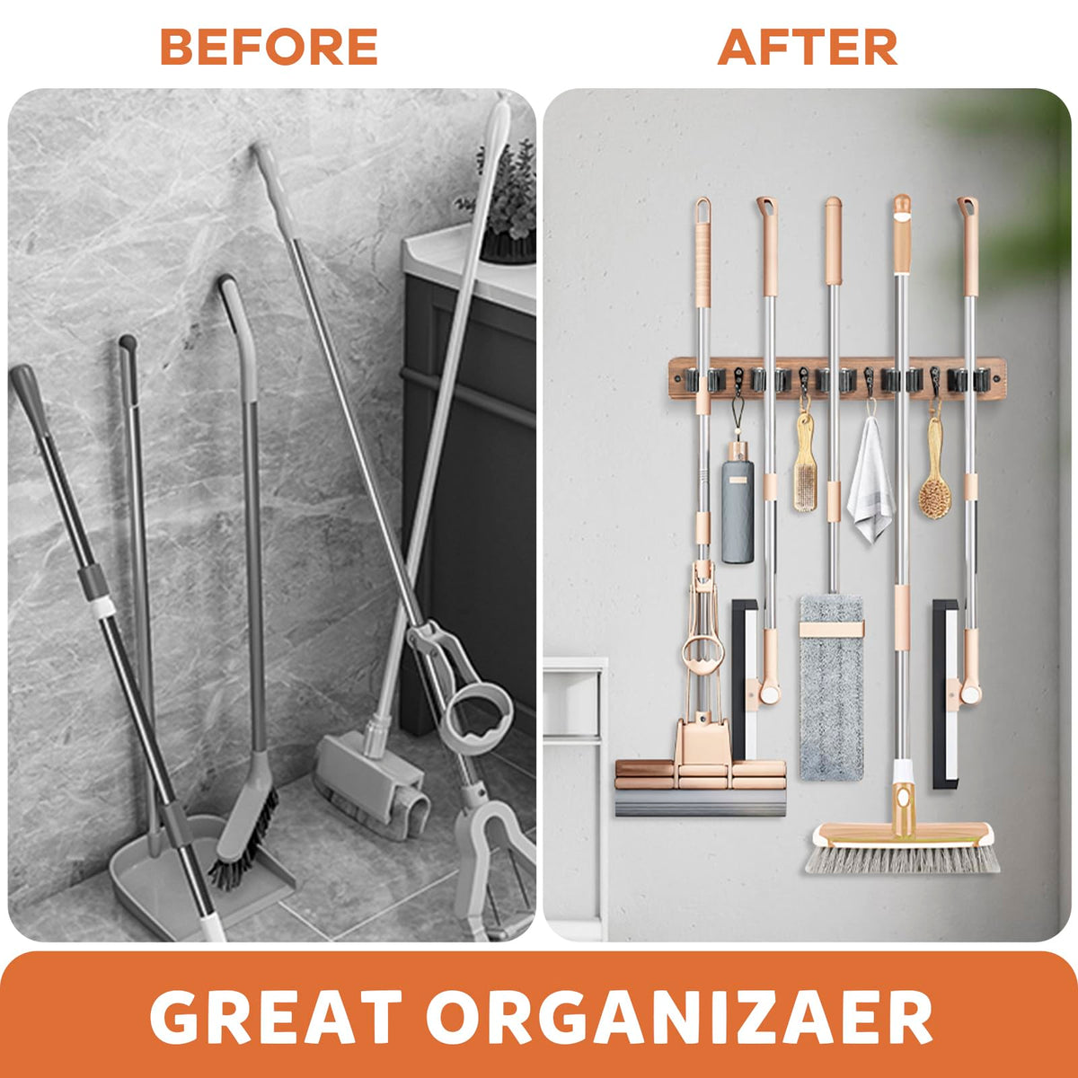 Broom Holder Wall Mount