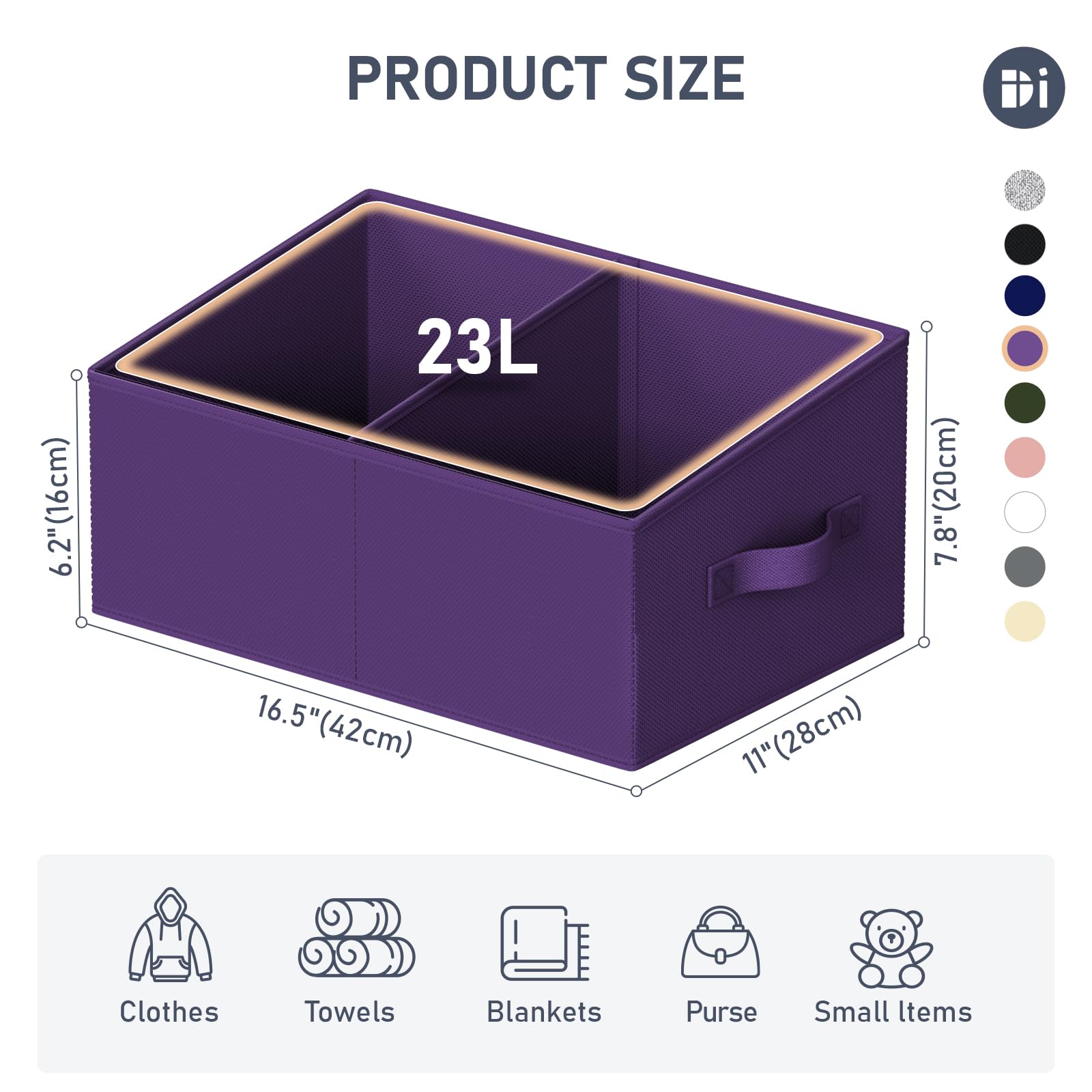 Large Closet Shelf Organizer Bins 6 Packs with Handles and Divider (6 Count)