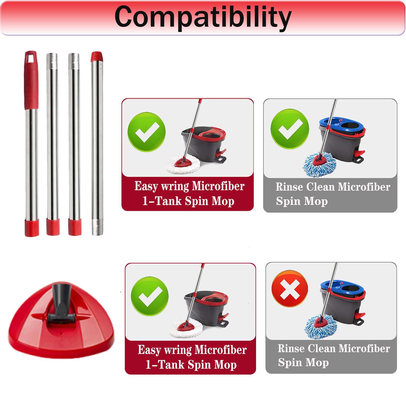 Spin Mop Replacement Handle (2 Count)