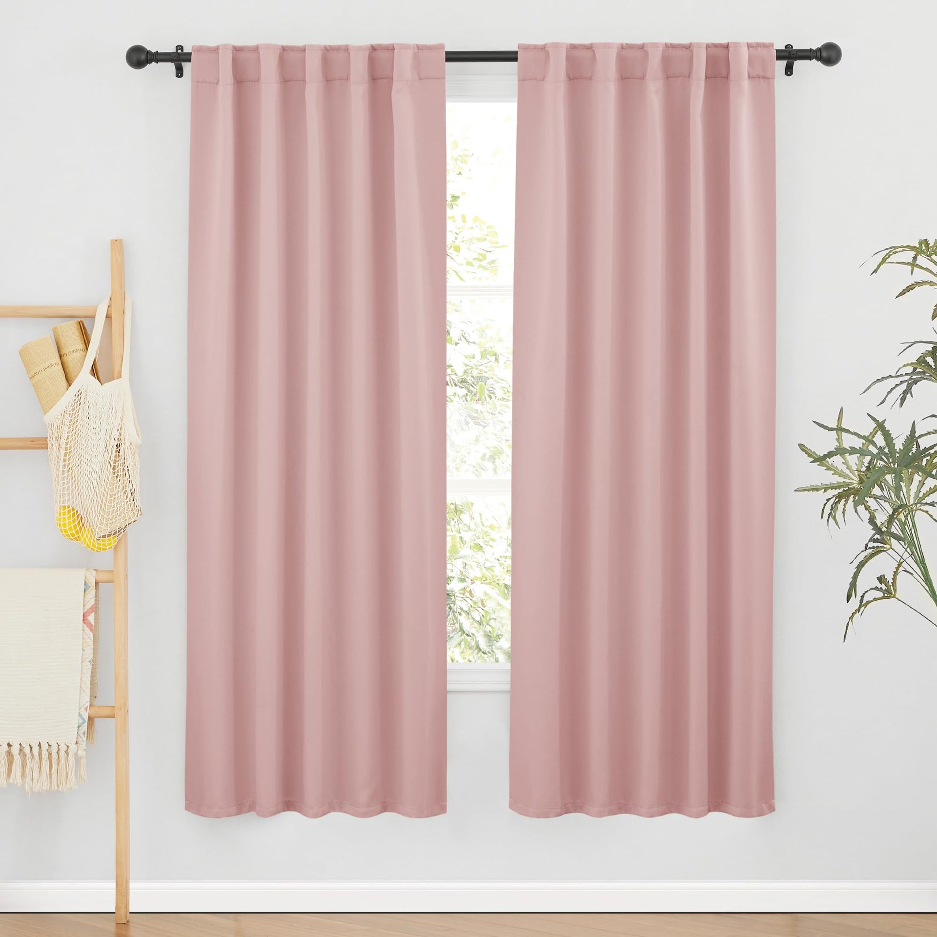 Pink Blackout Curtains for Girls Bedroom 72 inches Long (2 Count)