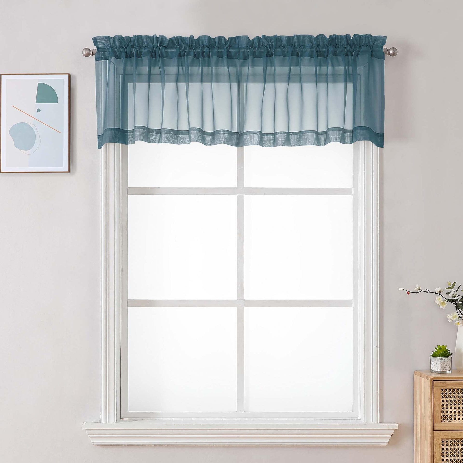 Stone Blue Sheer Valances for Windows (2 Count)