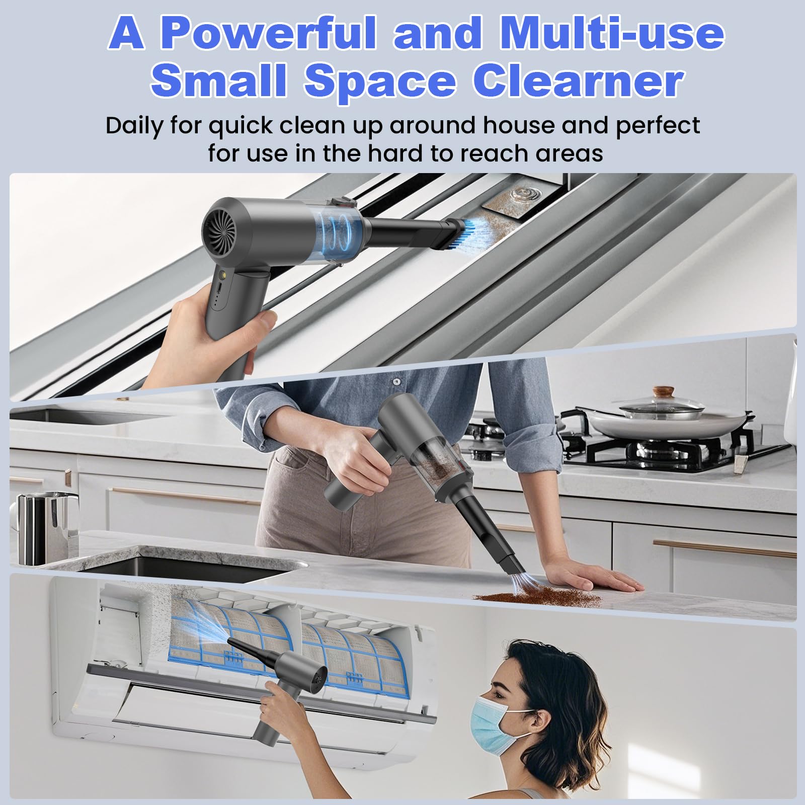 Car Vacuum Portable Cordless with 16000PA Ultra Suction 4
