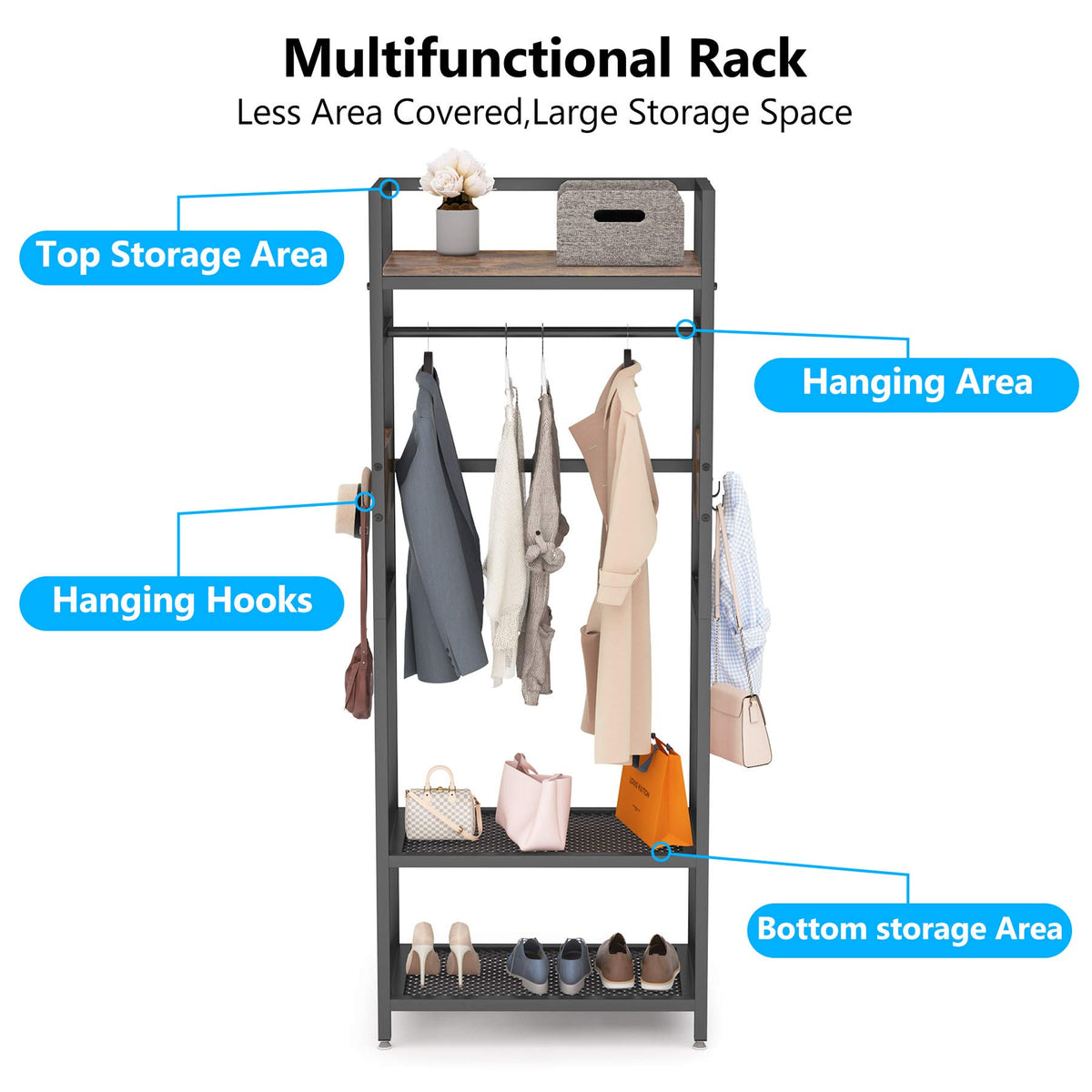 Small Heavy Duty Clothes Rack Set of 10 with Shelf and Hanging Rod (10 Count)