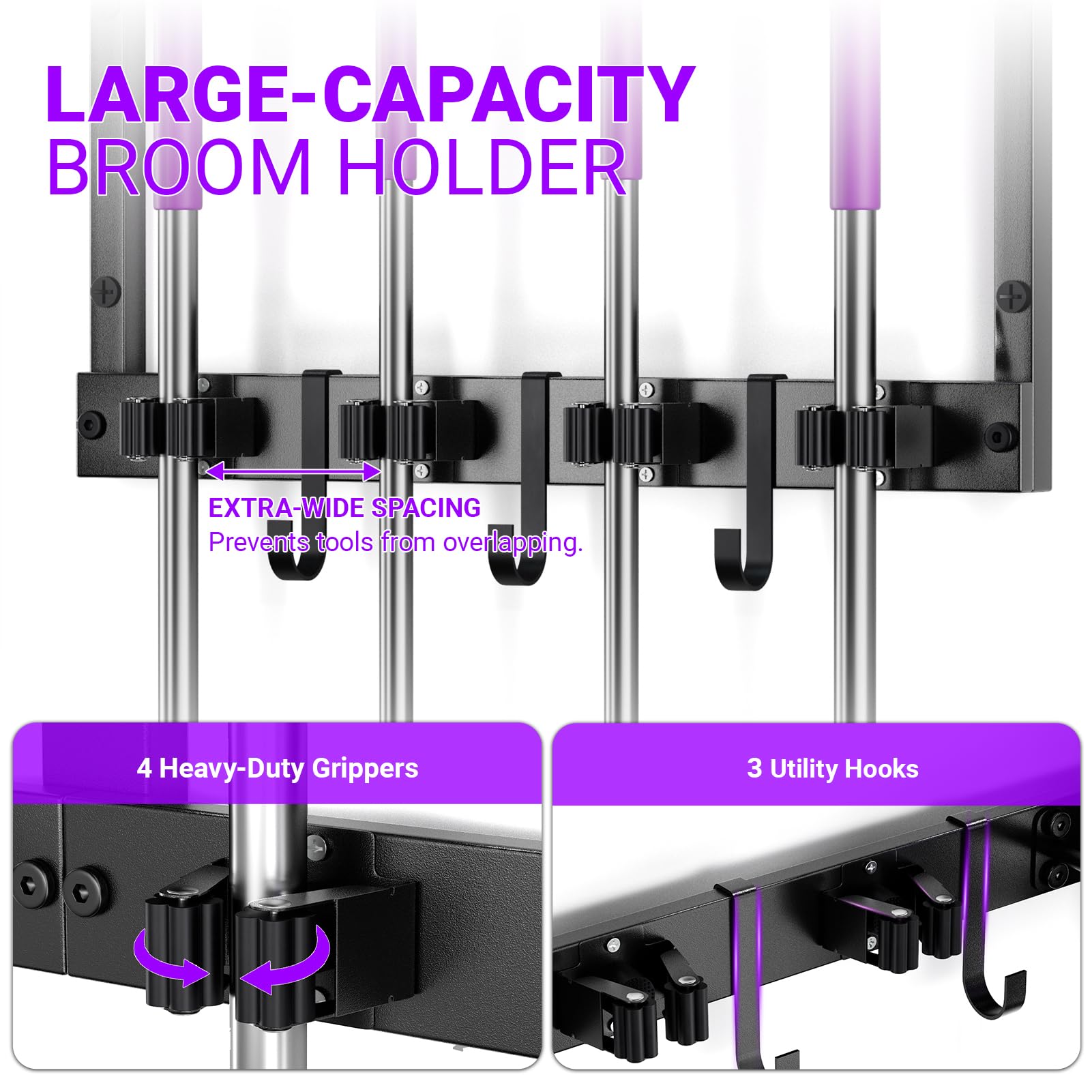 Heavy Duty Broom Holder Wall Mount