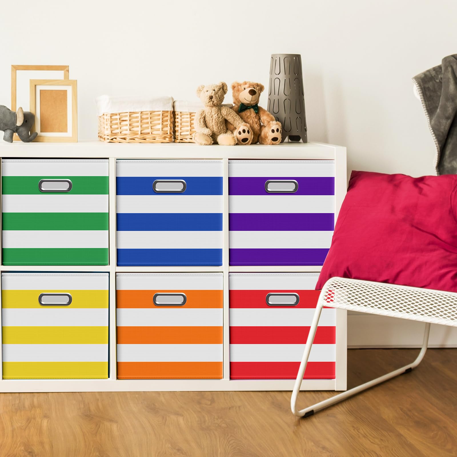 11 Inch 6 Pack Fabric Storage Cubes with Metal Handles (6 Count)