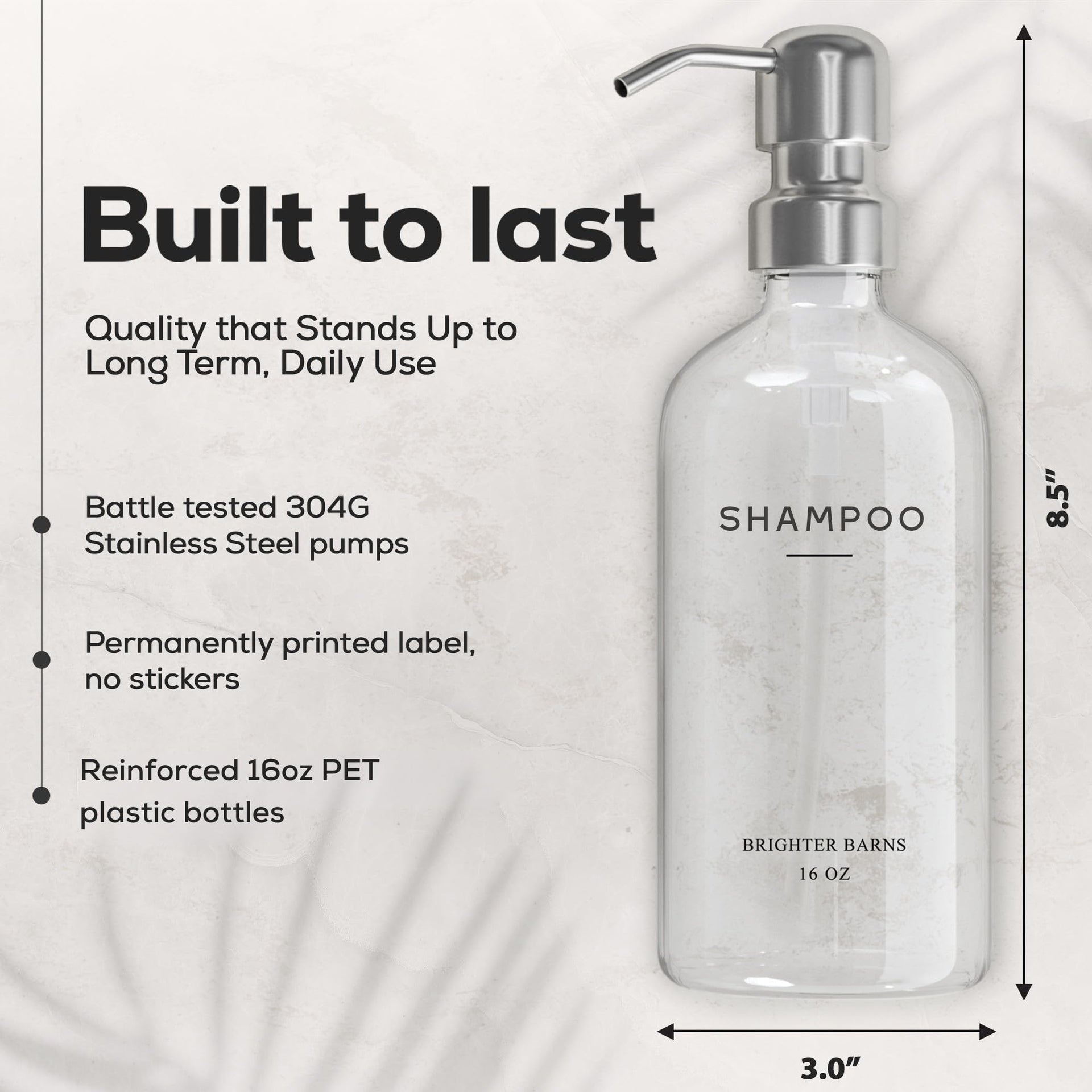Clear Shampoo and Conditioner Dispenser Set by Brighter Barns (6 Count)