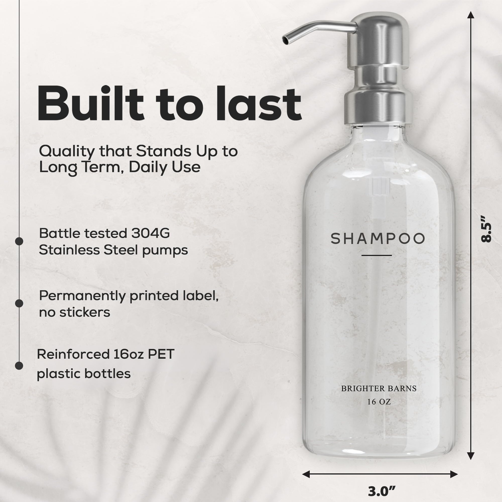 Clear Shampoo and Conditioner Dispenser Set by Brighter Barns (6 Count)