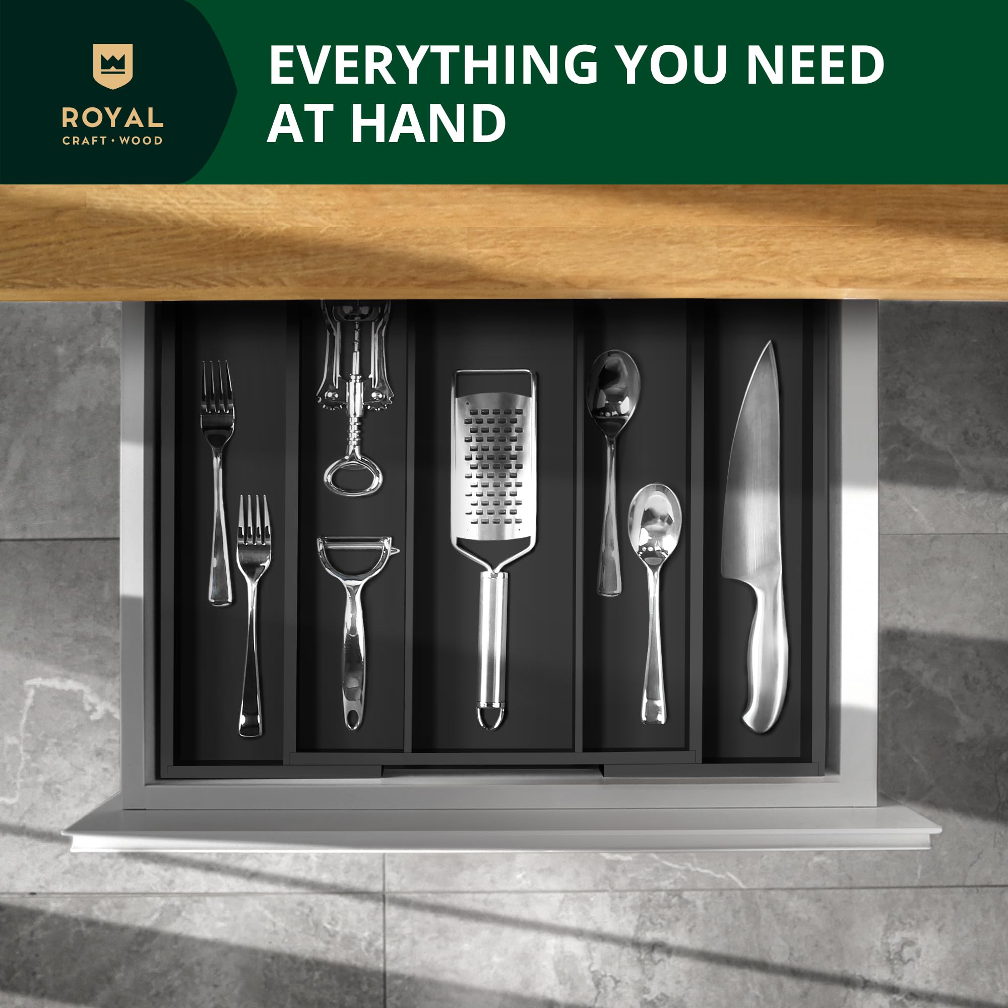 Luxury Bamboo Kitchen Drawer Organizer